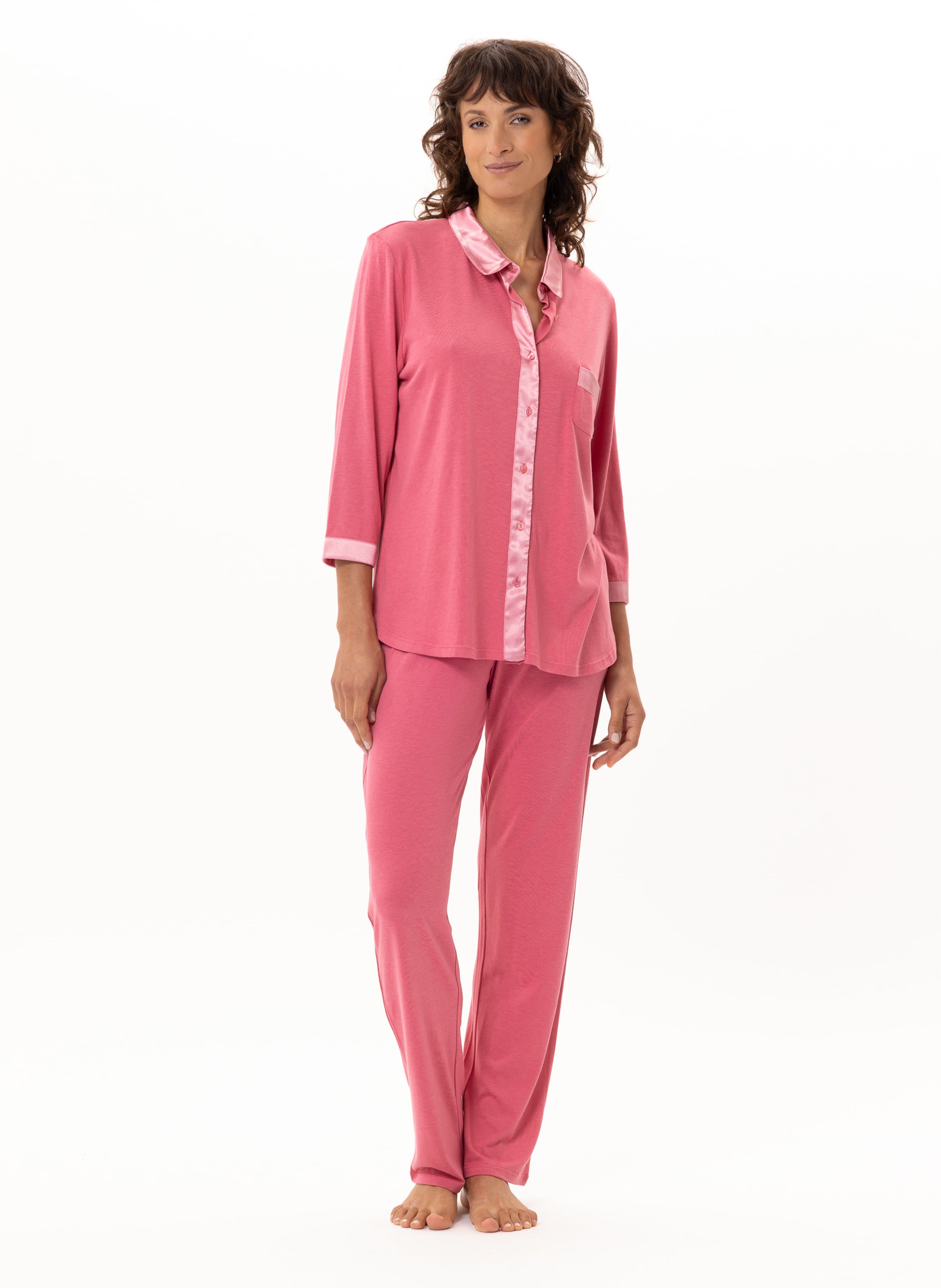 Pyjama boutonné en coton modal mily 206 LE CHAT Rose