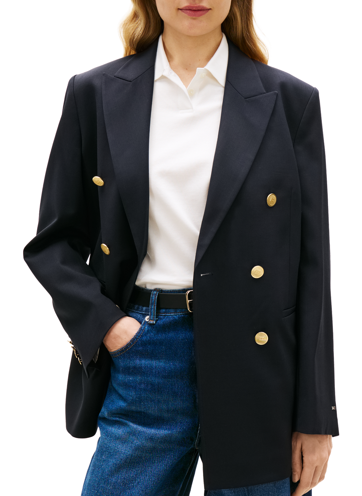 Blazer uni col tailleur TOMMY HILFIGER Bleu