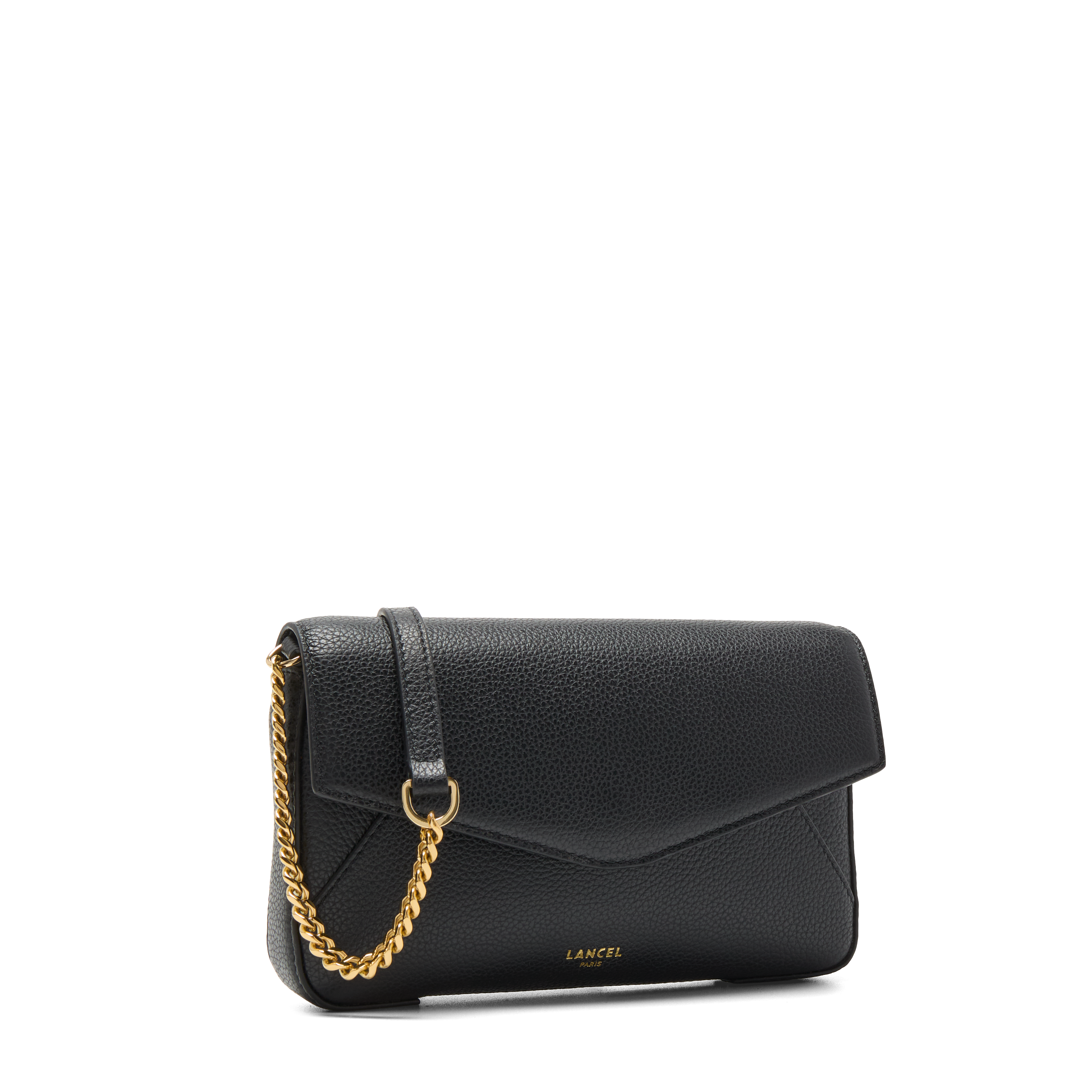 Pochette chaine avec porte-cartes amovible enveloppe de lancel en cuir LANCEL Noir