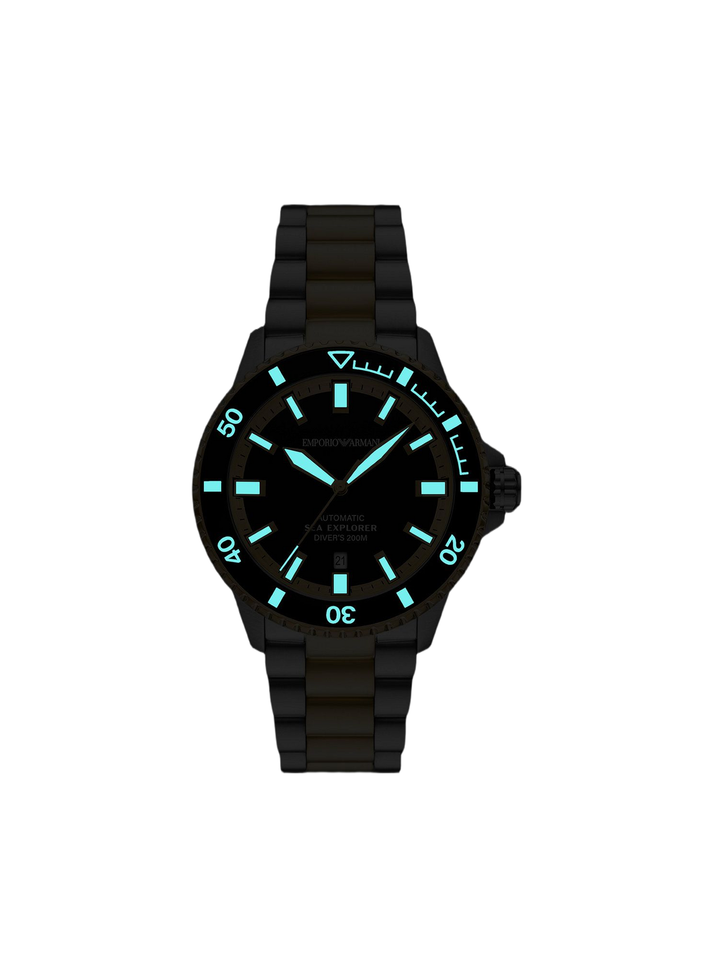 Montre automatique Sea Explorer en acier inoxydable ARMANI MONTRES Noir