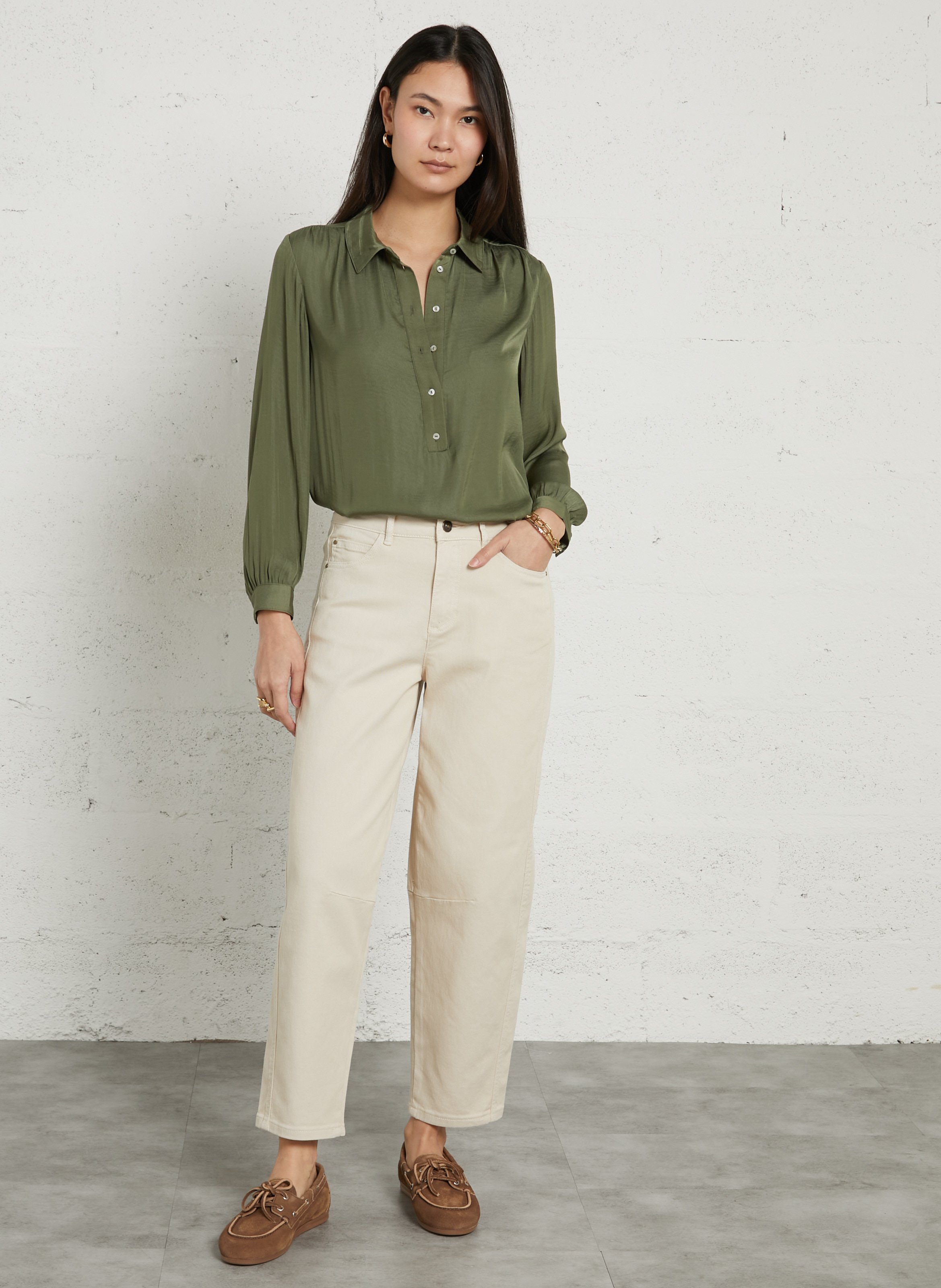 Chemise fluide boutonnée satinée babylon MAISON 123 Vert