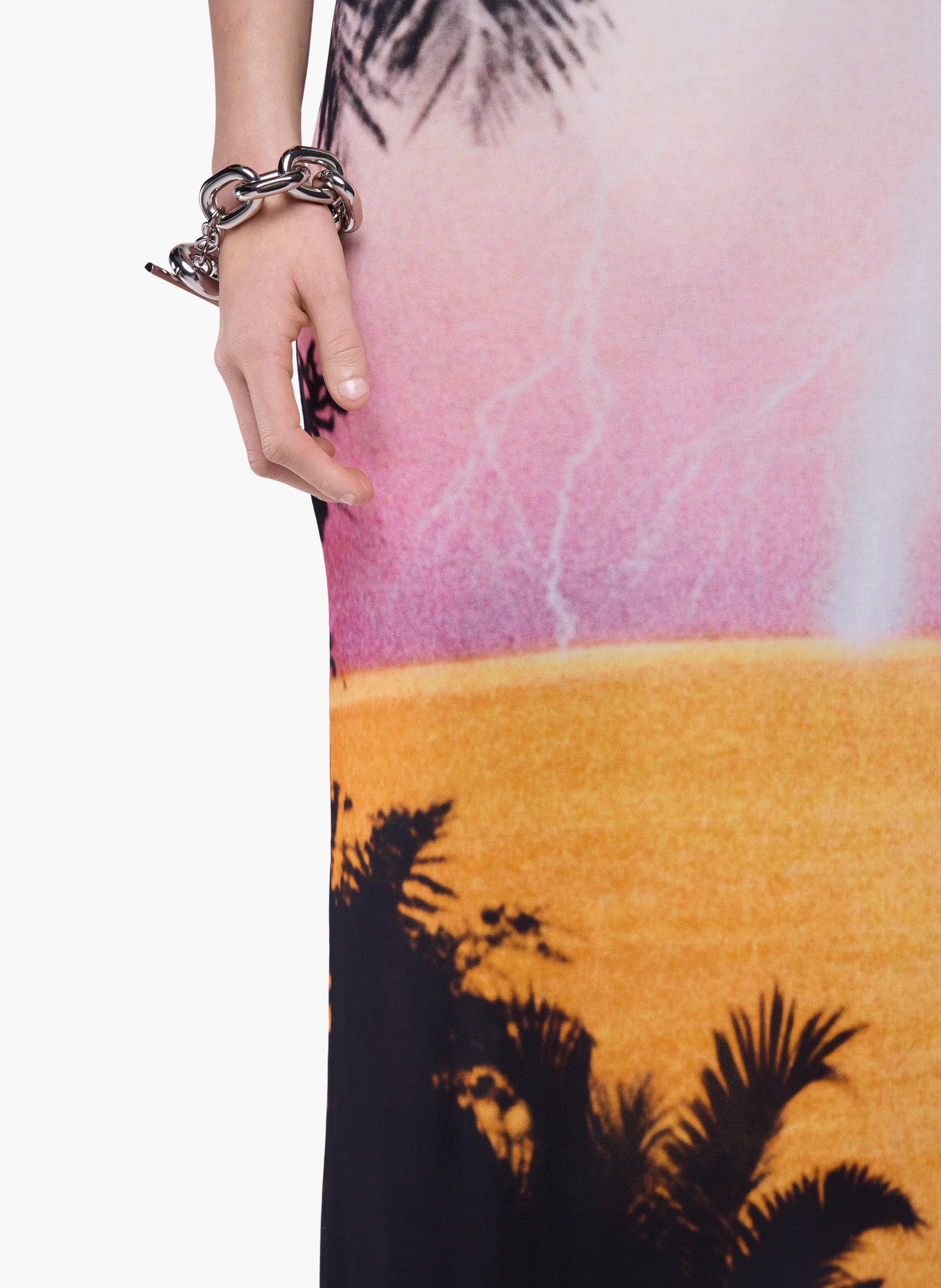 Jupe longue en jersey seconde peau imprimé RABANNE Orange