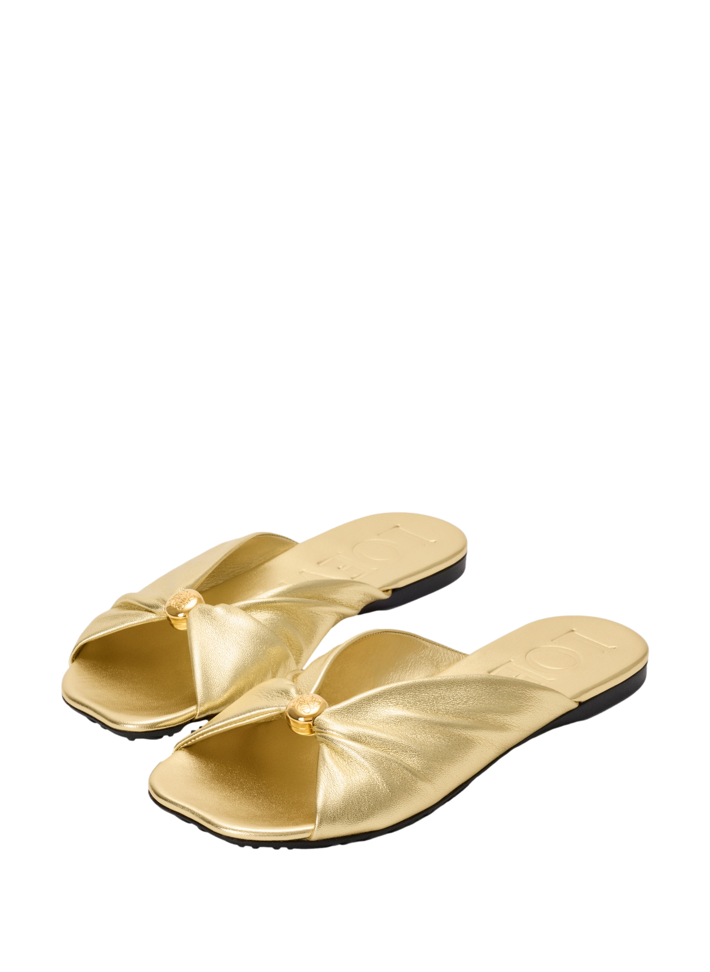 Mules Pebble Soft en cuir d'agneau laminé LOEWE Doré