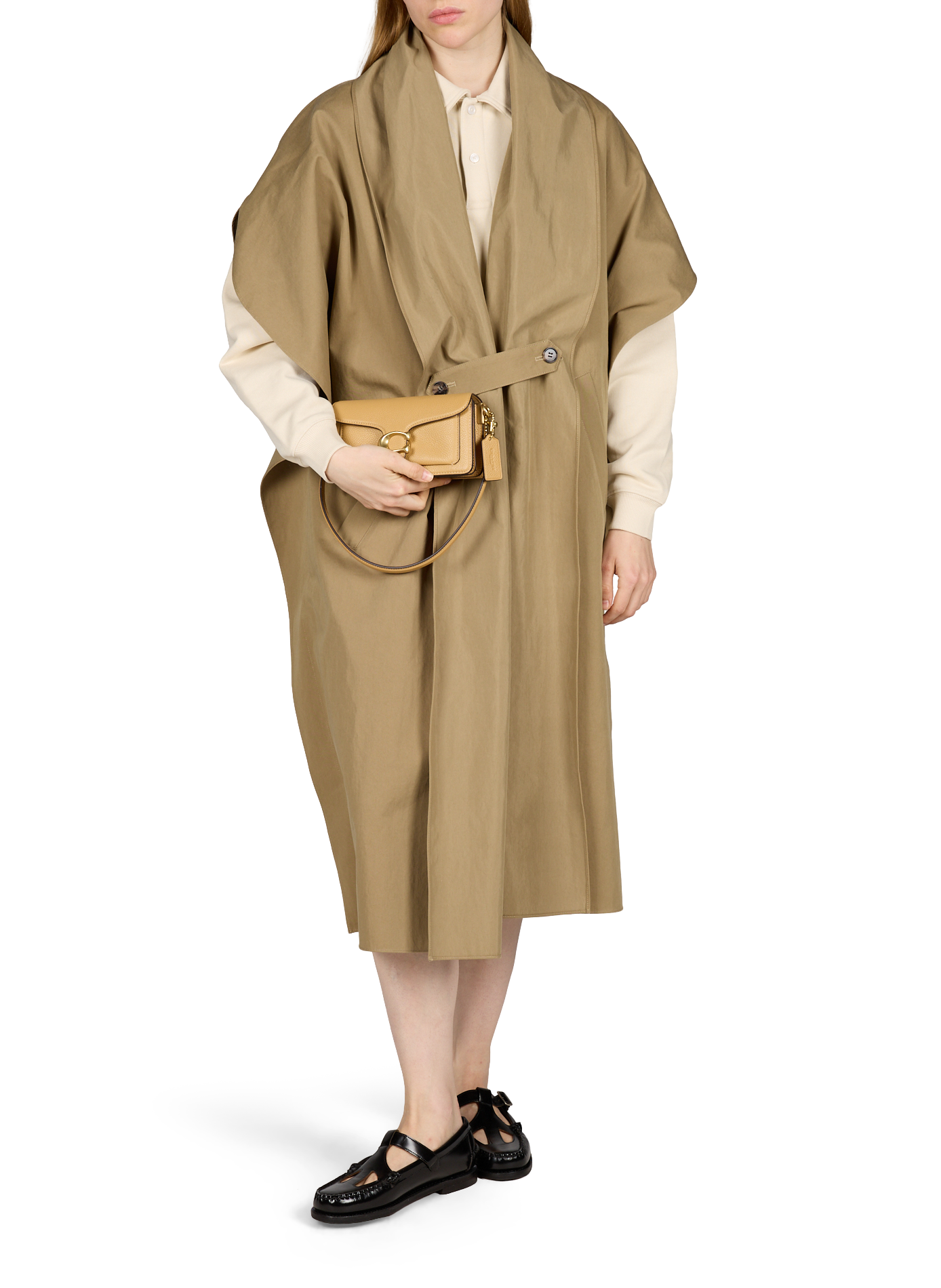 Trench cape sans manches en coton mélangé VIKTORIA CHAN Kaki