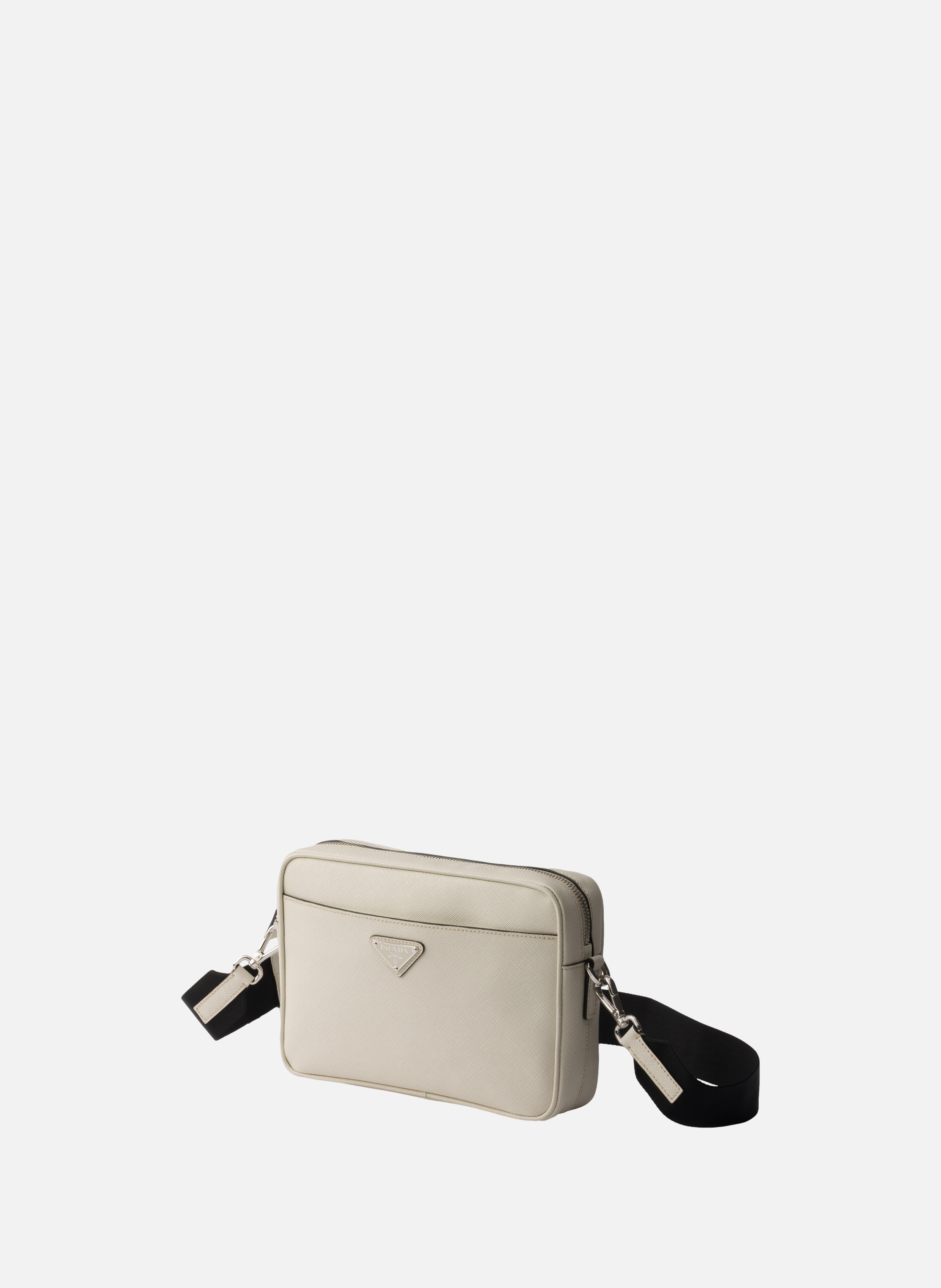 Sac porté épaule en cuir saffiano Beige