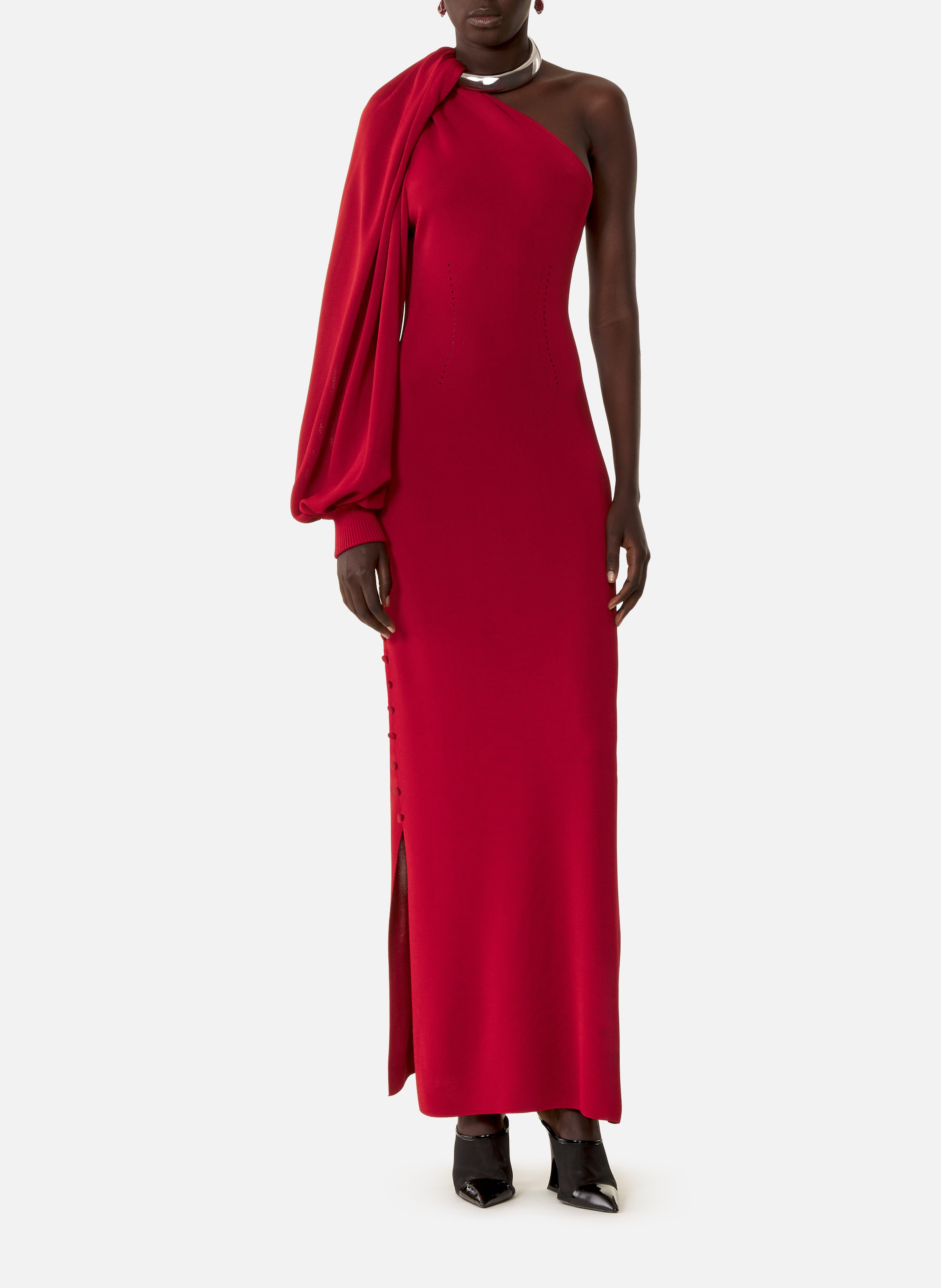 Robe choker asymétrique en viscose LANVIN Rouge