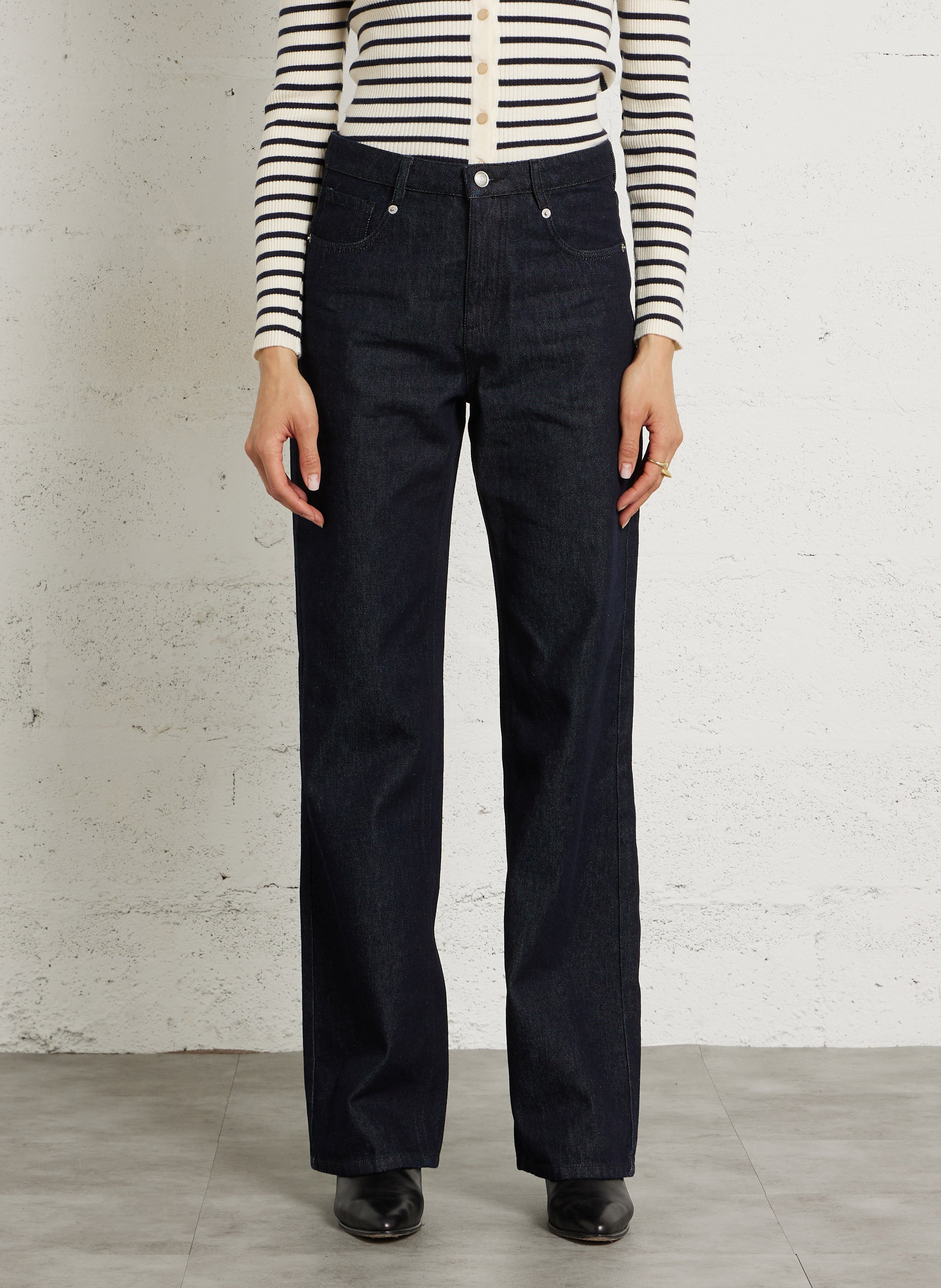 Jean bootcut taille haute en coton livie IKKS Bleu