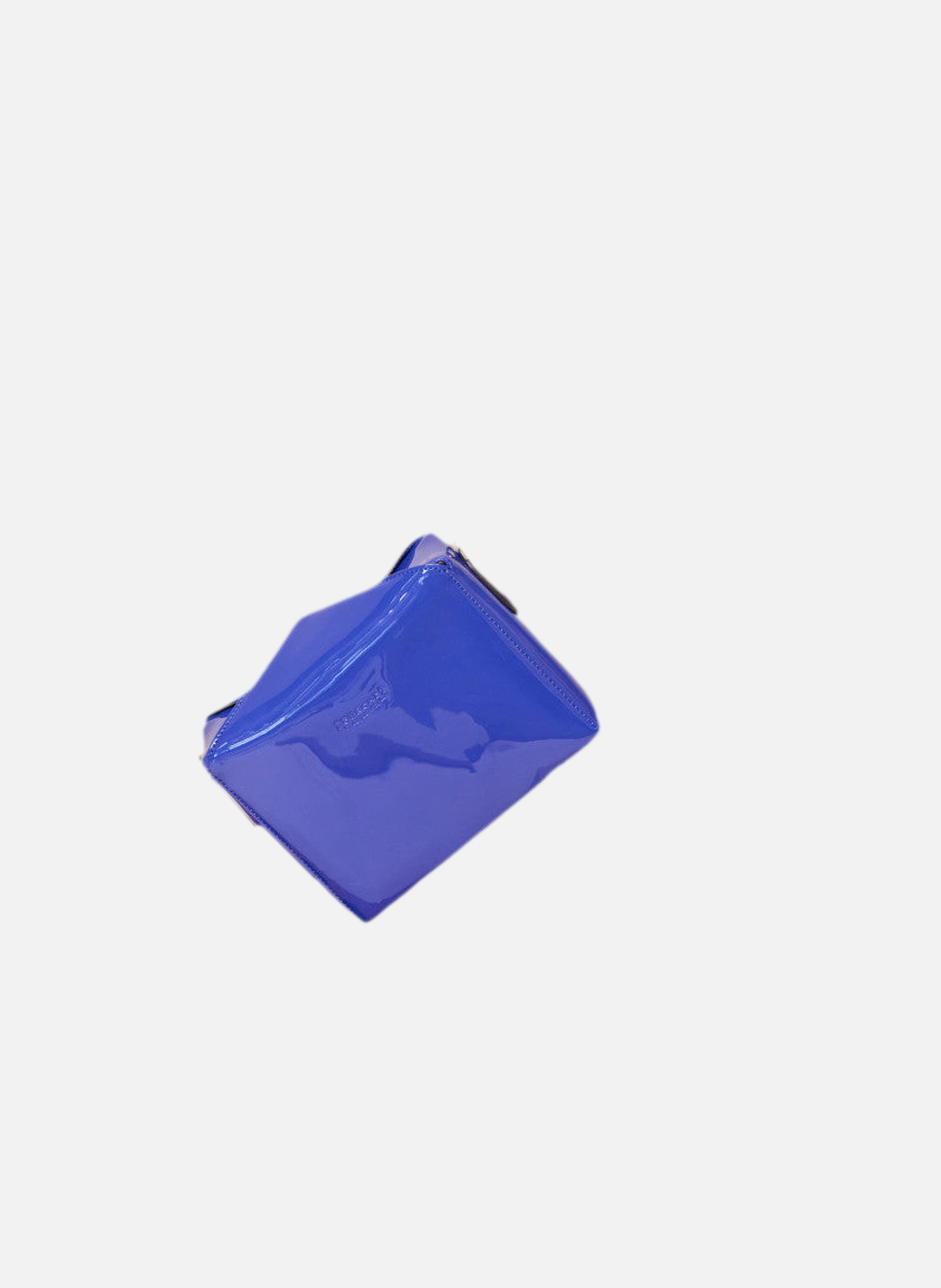 Cassetta vernis | sac porté épaule en cuir de vachette | Bleu POURCHET Femme