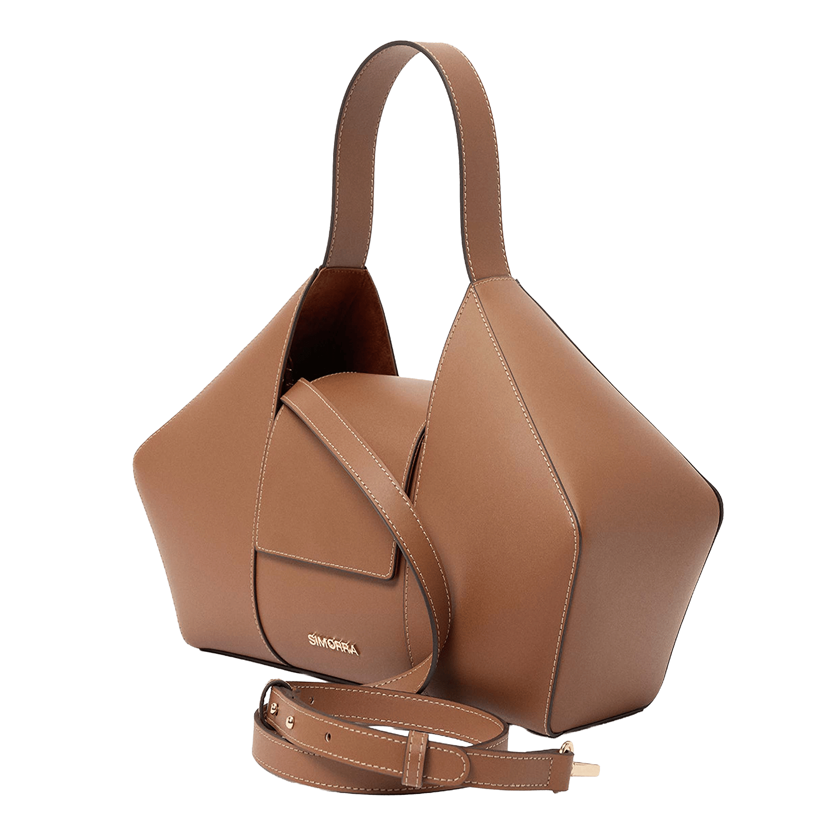 Sac cabas en cuir fractal SIMORRA Marron