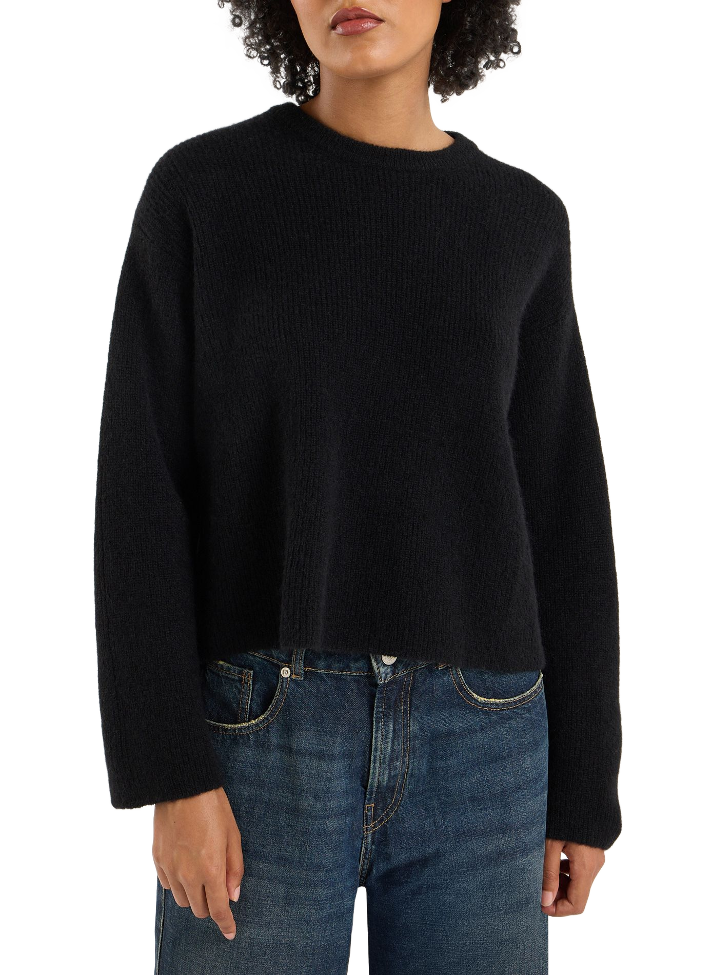 Baylory round neck pullover in blended alpaca wool SAISON 1865 Black