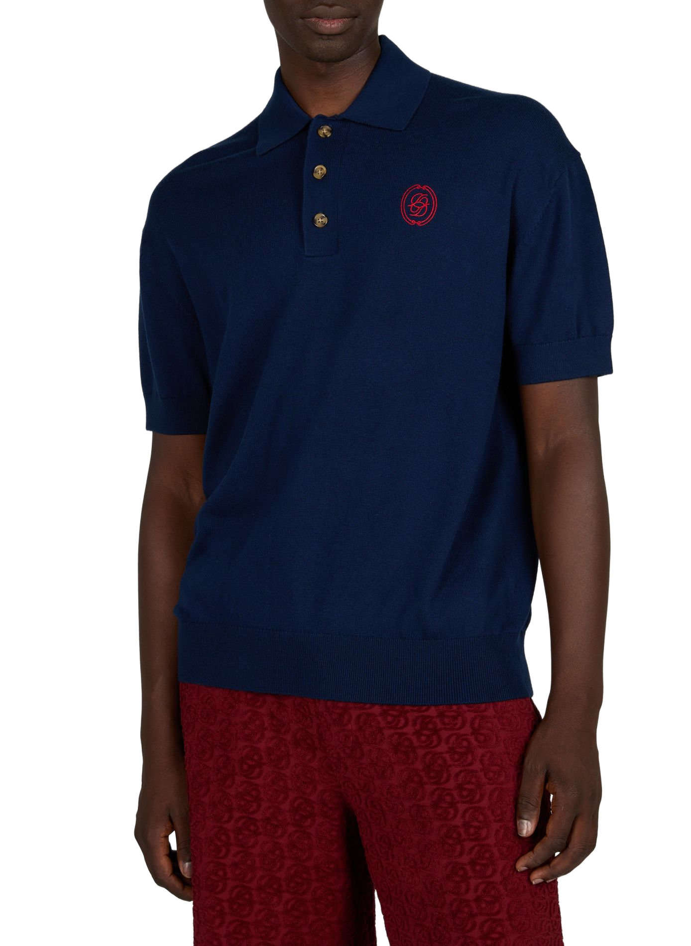 Straight knit polo DROLE DE MONSIEUR Blue
