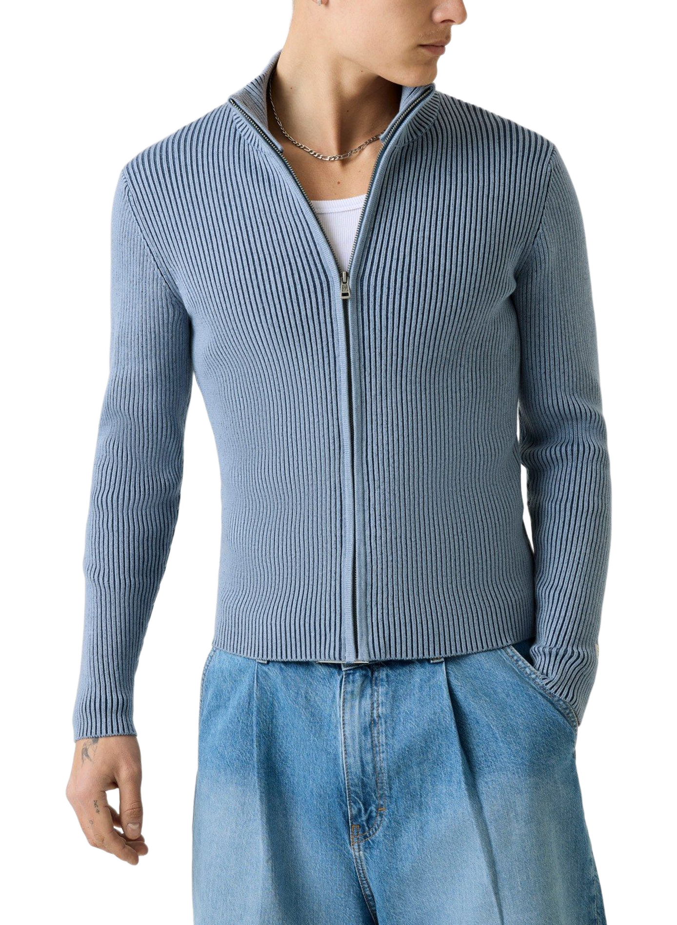 Gilet zippé en coton mélangé GUESS Bleu
