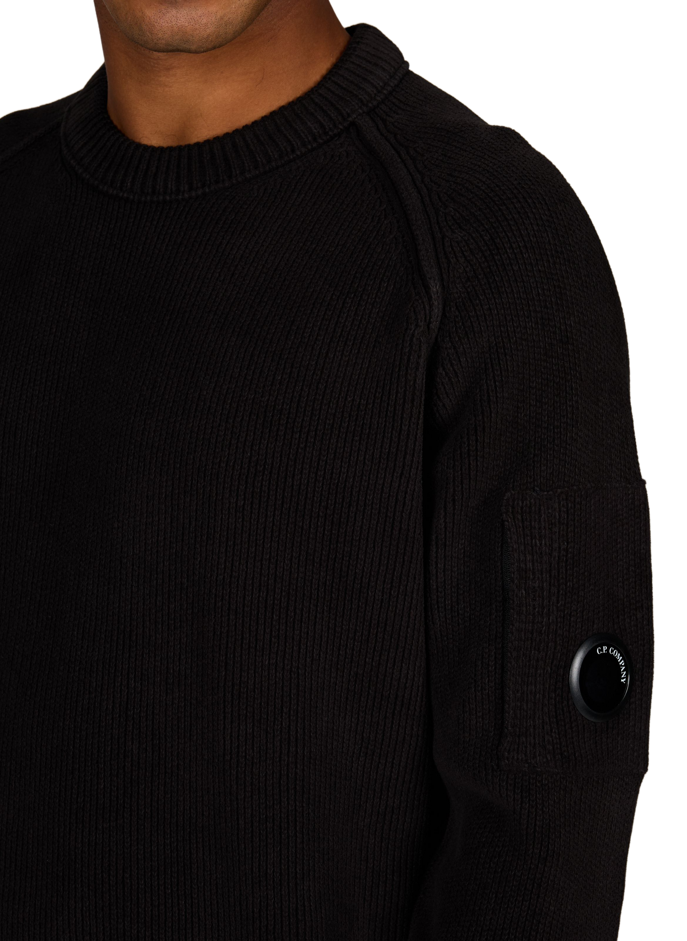 Pull côtelé à lentille signature en coton CP COMPANY Noir