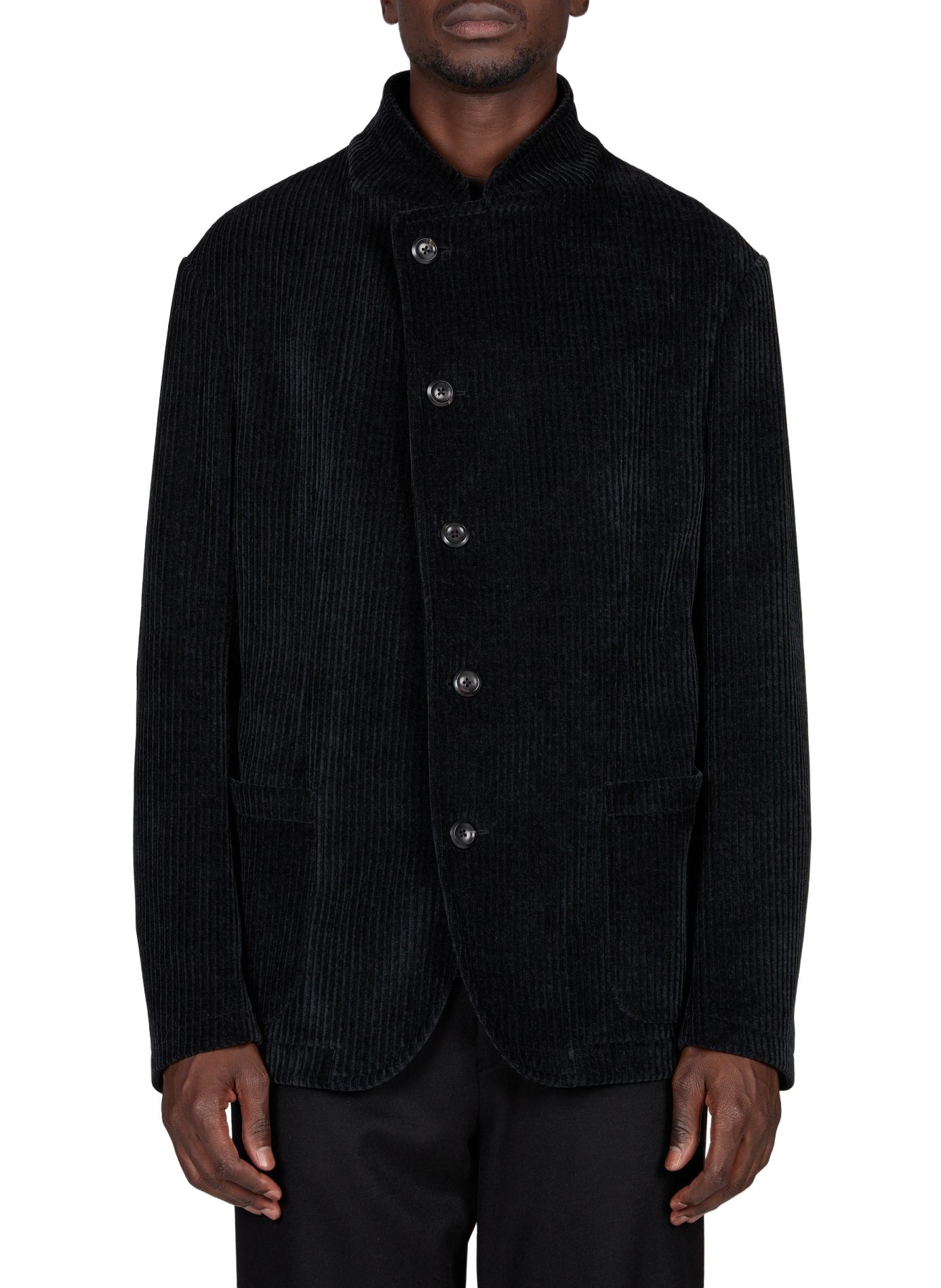 Gerippte Jacke mit asymmetrischem Verschluss EMPORIO ARMANI Schwarz