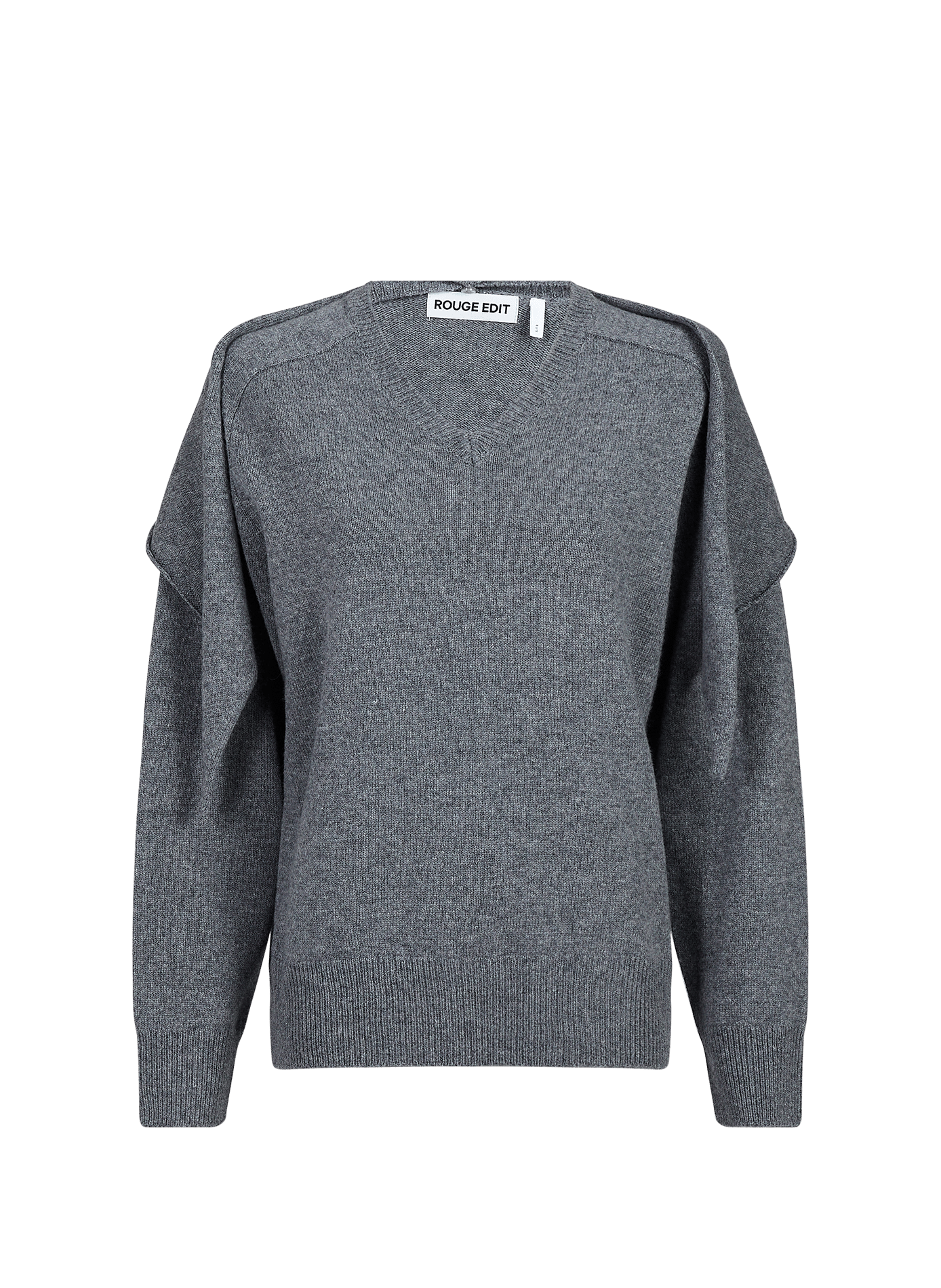 Straight-fit wool sweater with lavallière collar ROUGE EDIT Grey