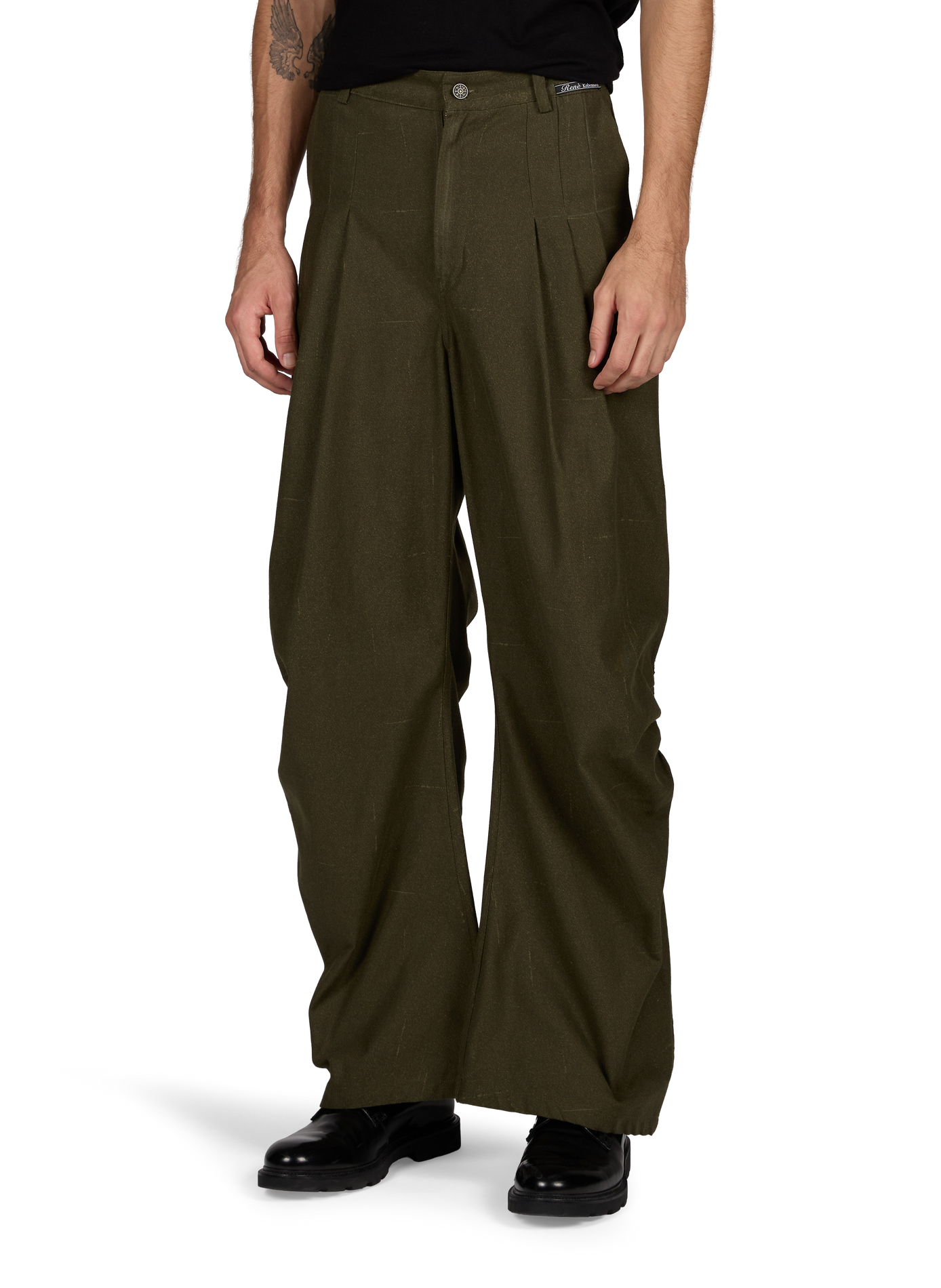 Plain wide-leg trousers with gathers RENÈ Green