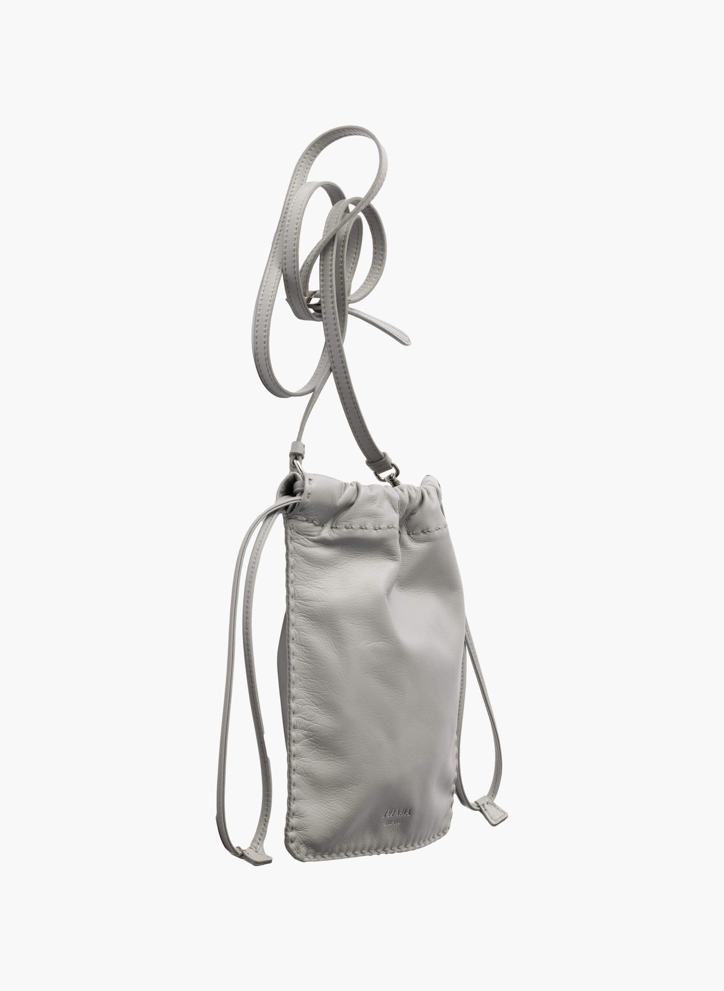 Pochette pour smartphone en cuir nappa PRADA Gris