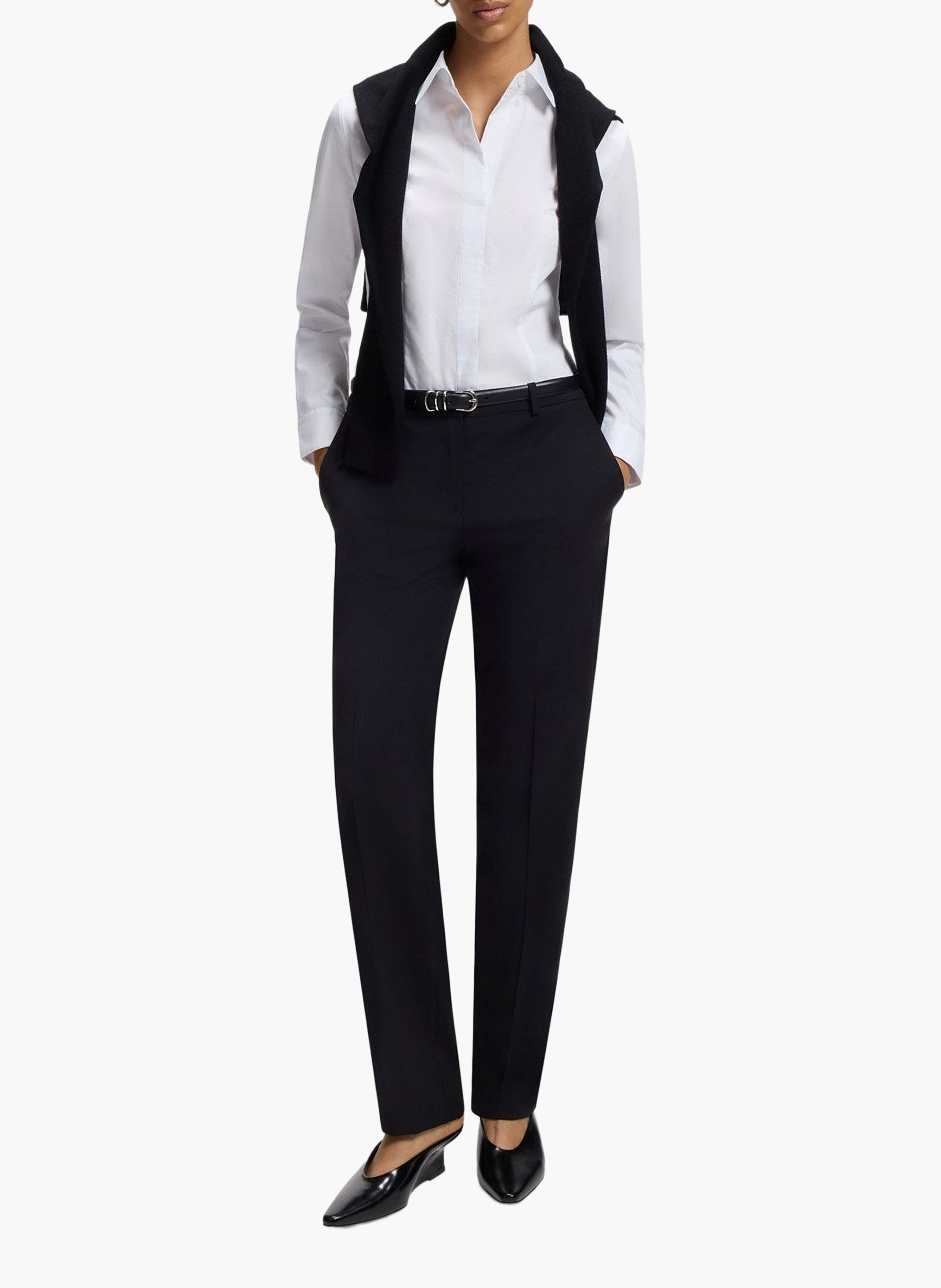 Chemise col classique en coton mélangé BOSS Blanc