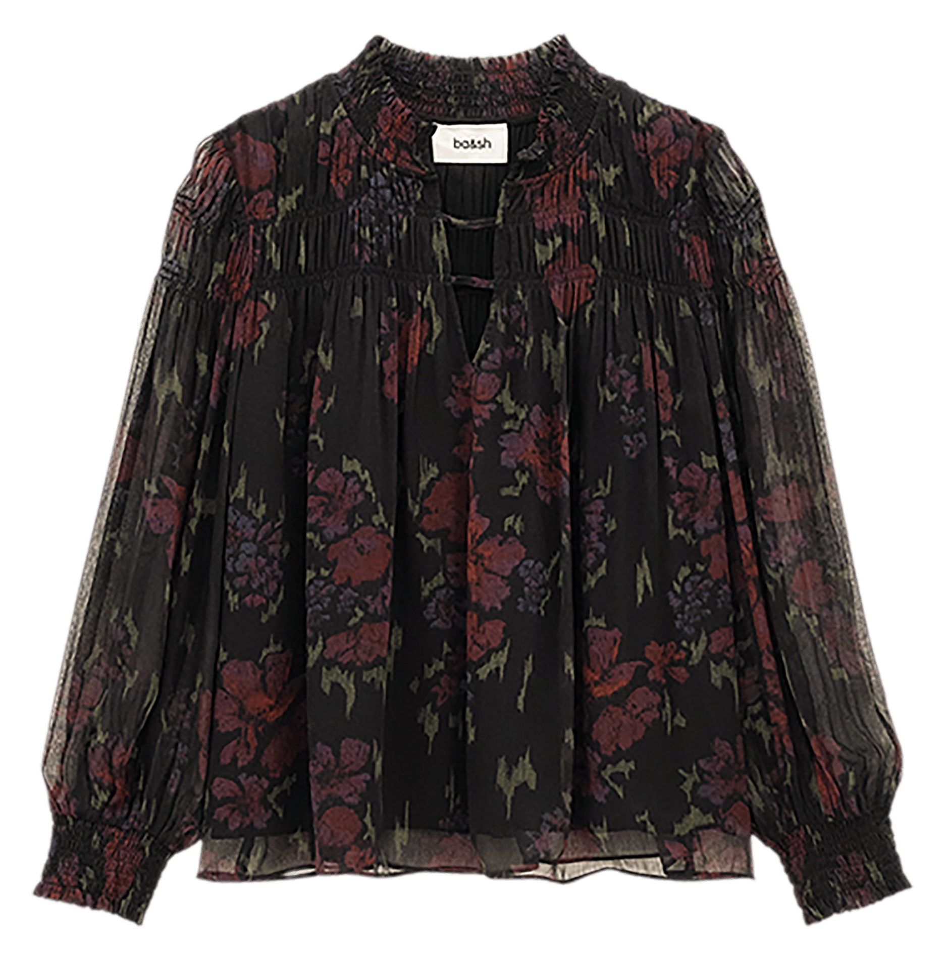 Top ample col v imprimé douce BA&SH Noir