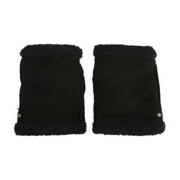 Isotoner Leather Fingerless Gloves In Black
