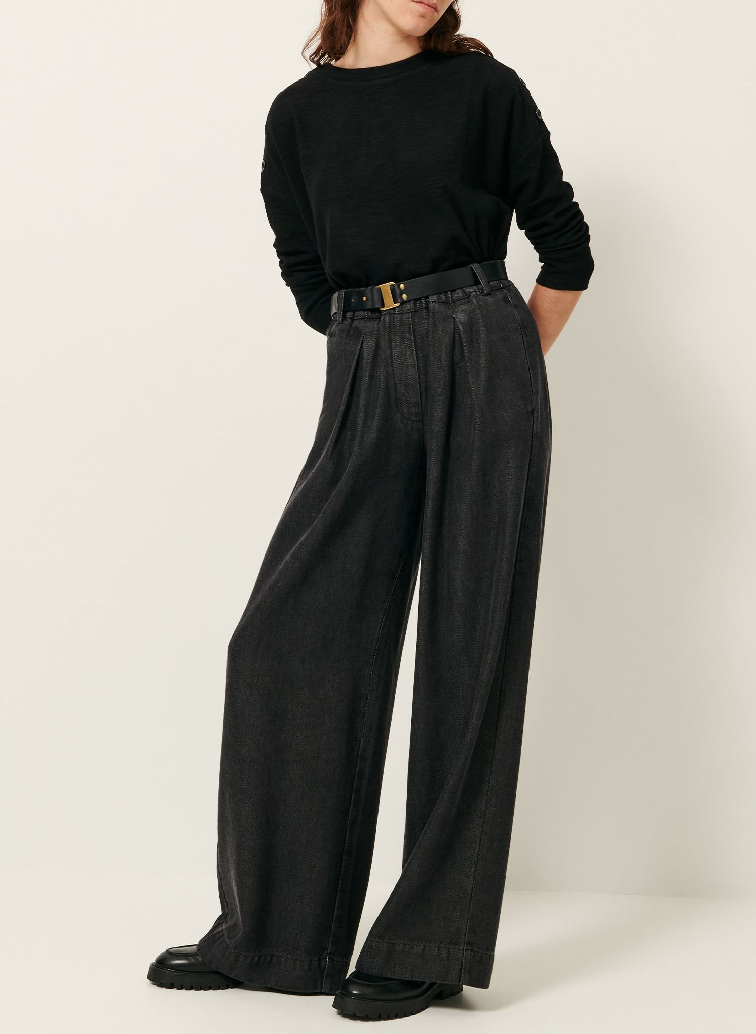 Pull col rond en coton mélangé austin SESSUN Noir