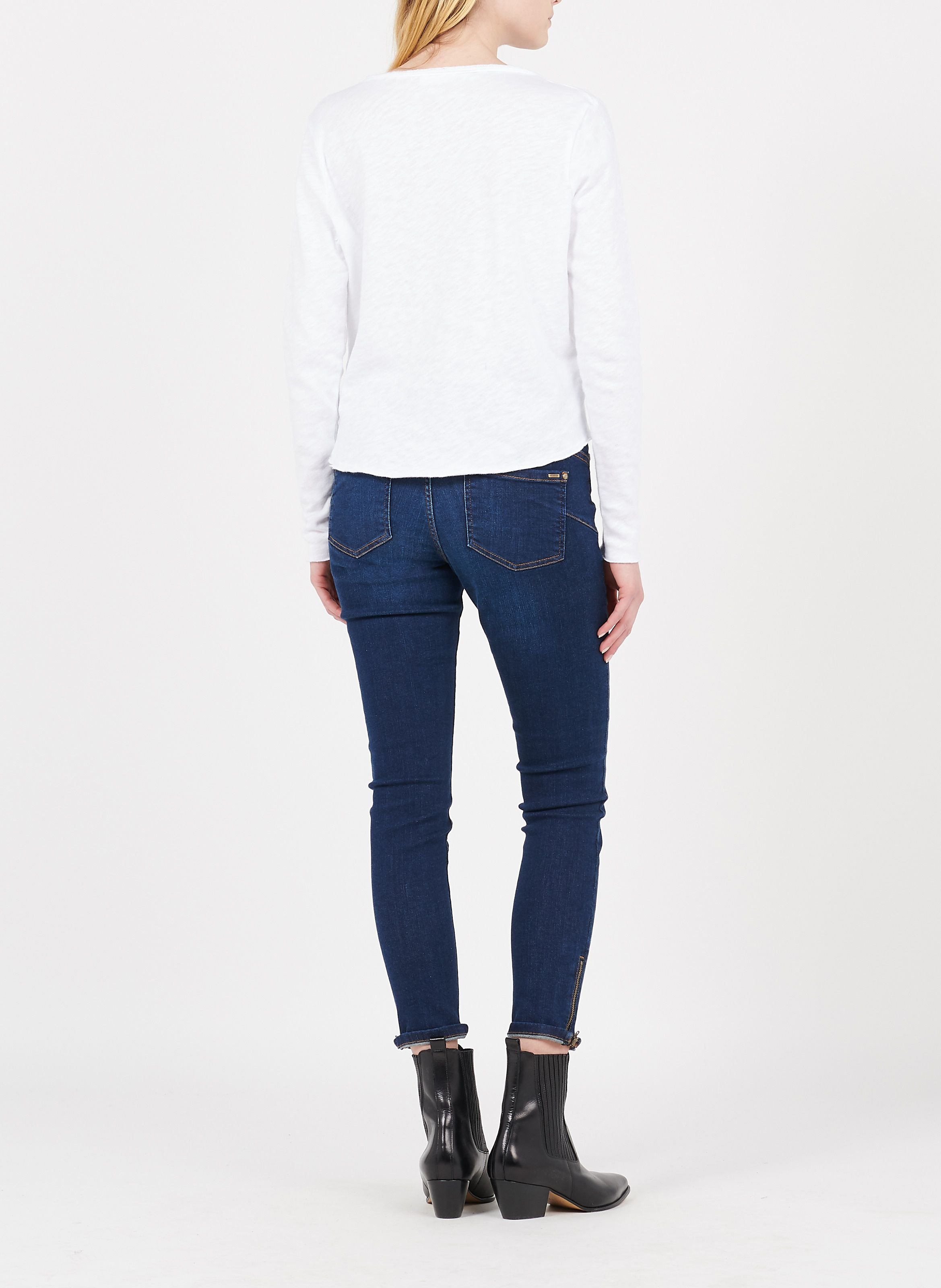 Tee-shirt col v en coton sonoma AMERICAN VINTAGE Blanc