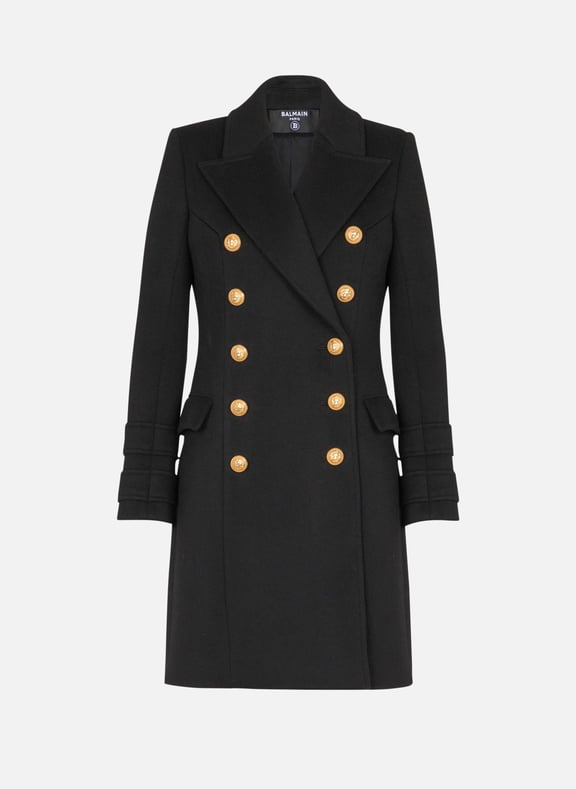 Manteau 10boutons en laine et cachemire Noir by BALMAIN BALMAIN Manteau 10boutons en laine et cachemire Noir