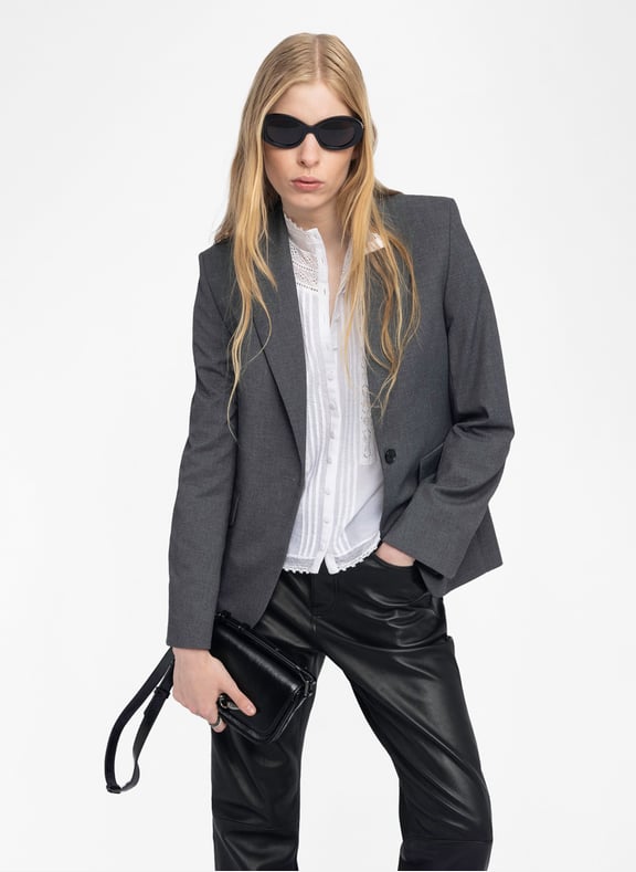 Blazer droit à strass vavy Gris by ZADIG&VOLTAIRE ZADIG&VOLTAIRE Blazer droit à strass vavy Gris