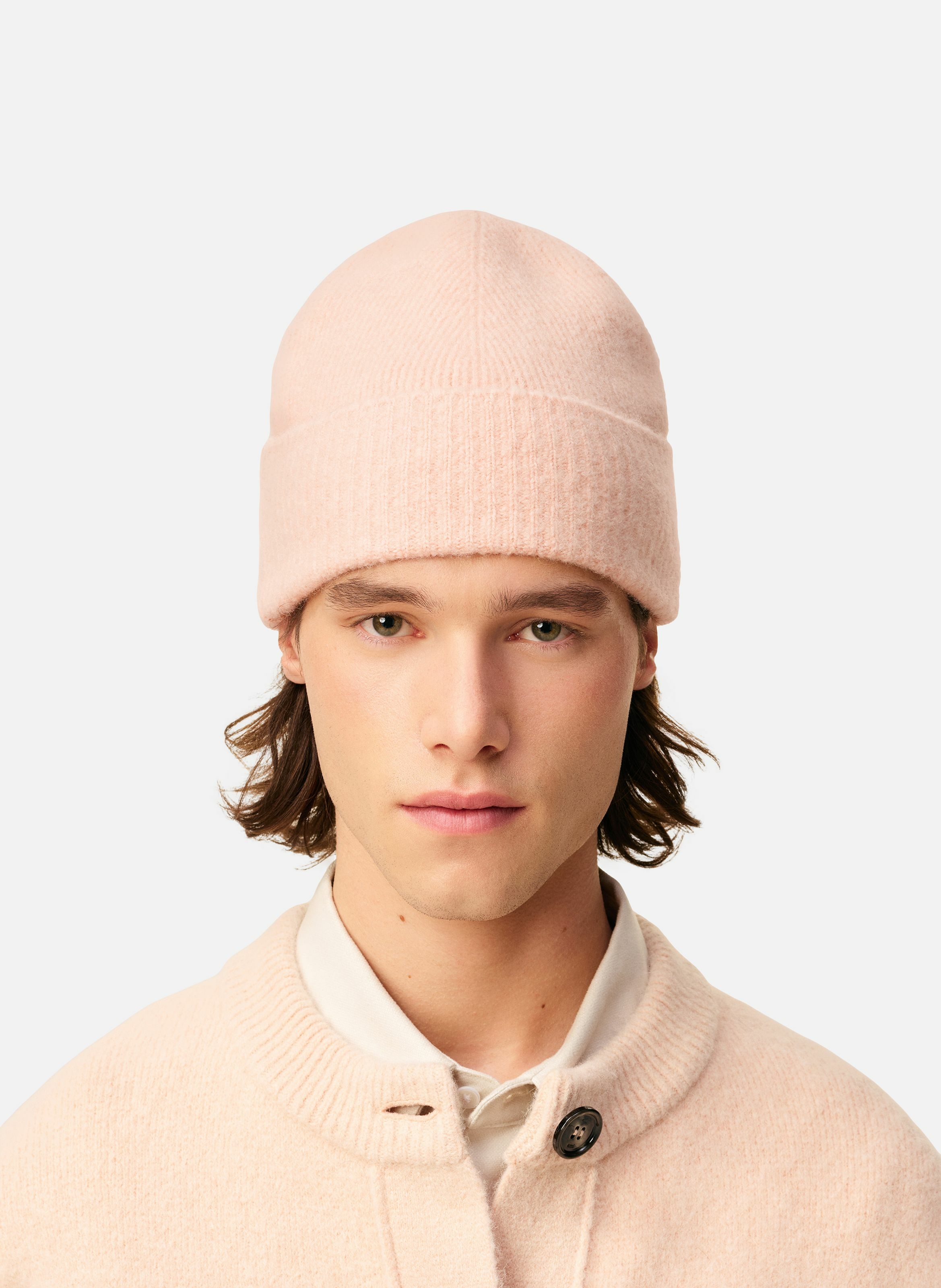 Bonnet ami de coeur en alpaga rayé unisexe AMI PARIS Rose