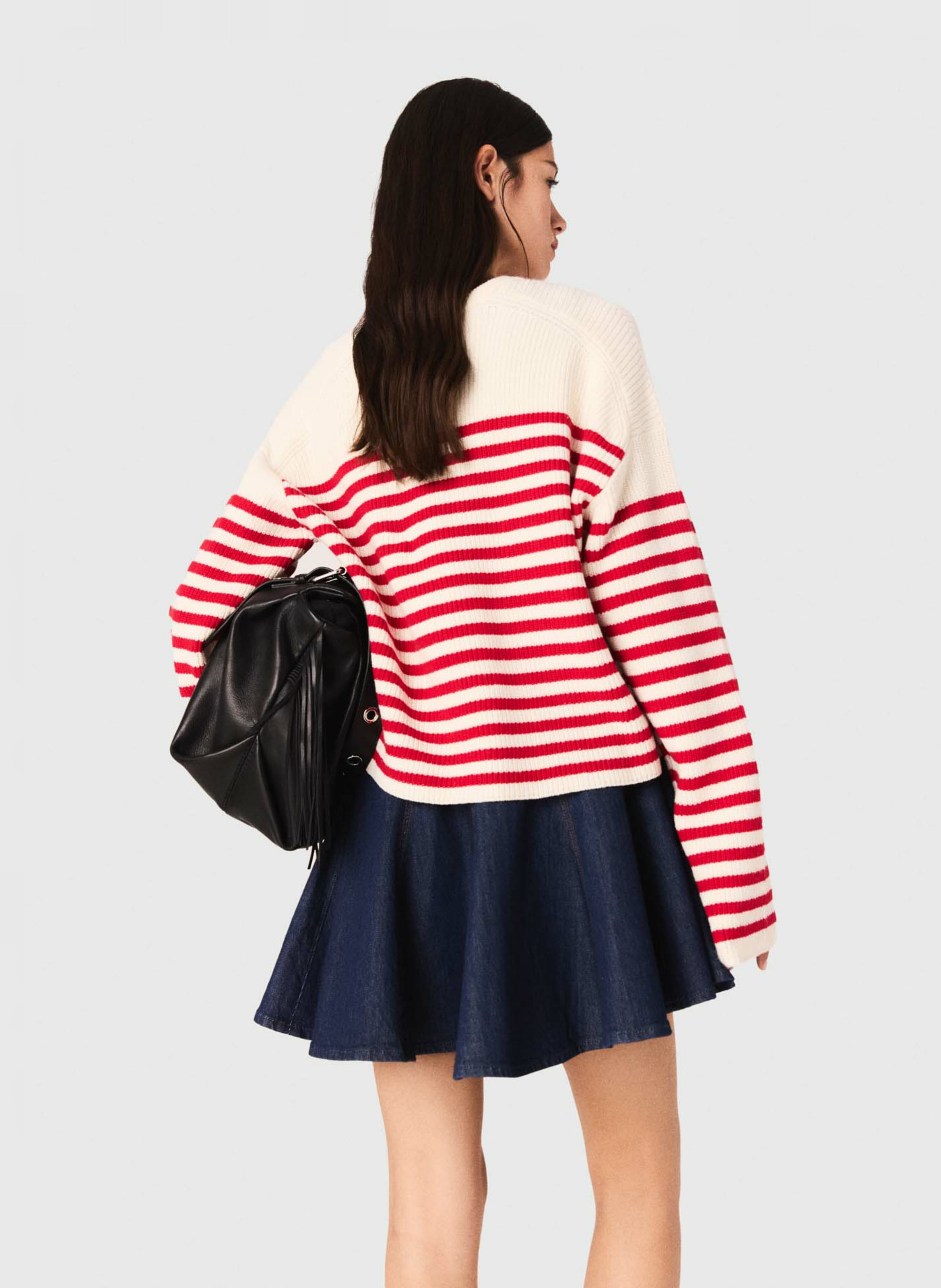 Sweat col rond en laine mélangée Beige