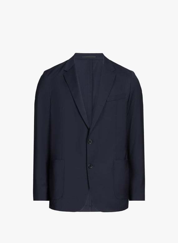 Veste de costume col tailleur en laine mélangée | Bleu by AU PRINTEMPS PARIS Veste de costume col tailleur en laine mélangée Bleu