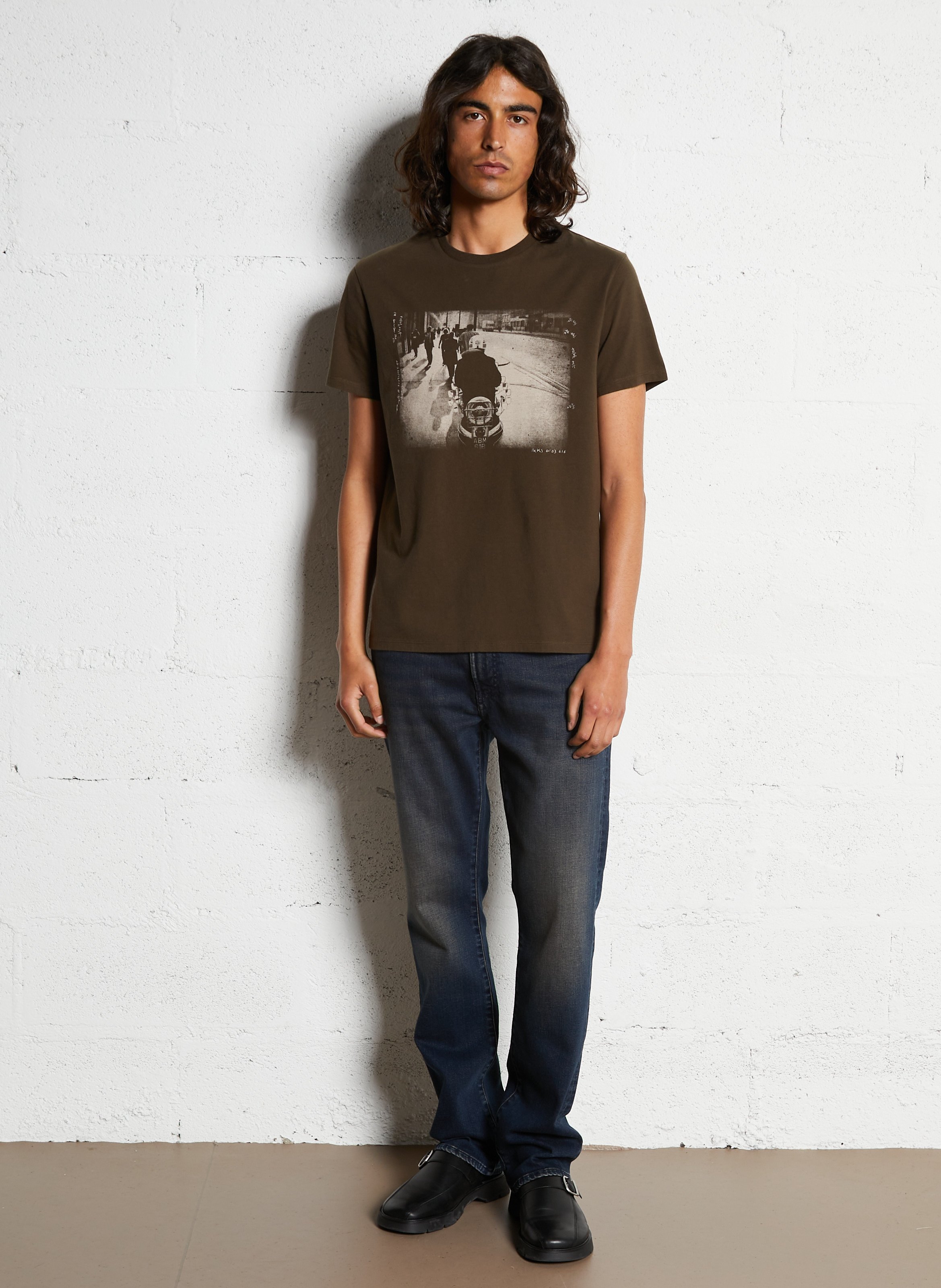 Jean droit en coton mélangé serge IKKS Bleu