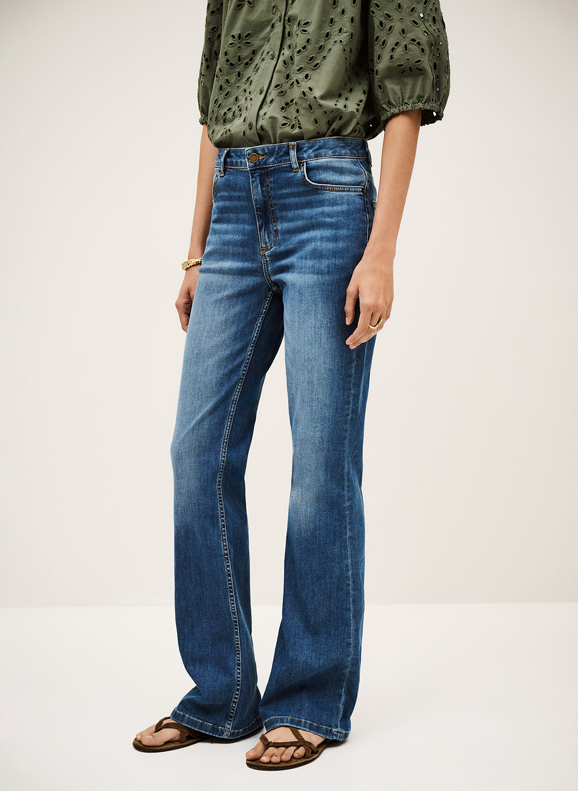 Jean flare en coton mélangé aommie BA&SH Bleu