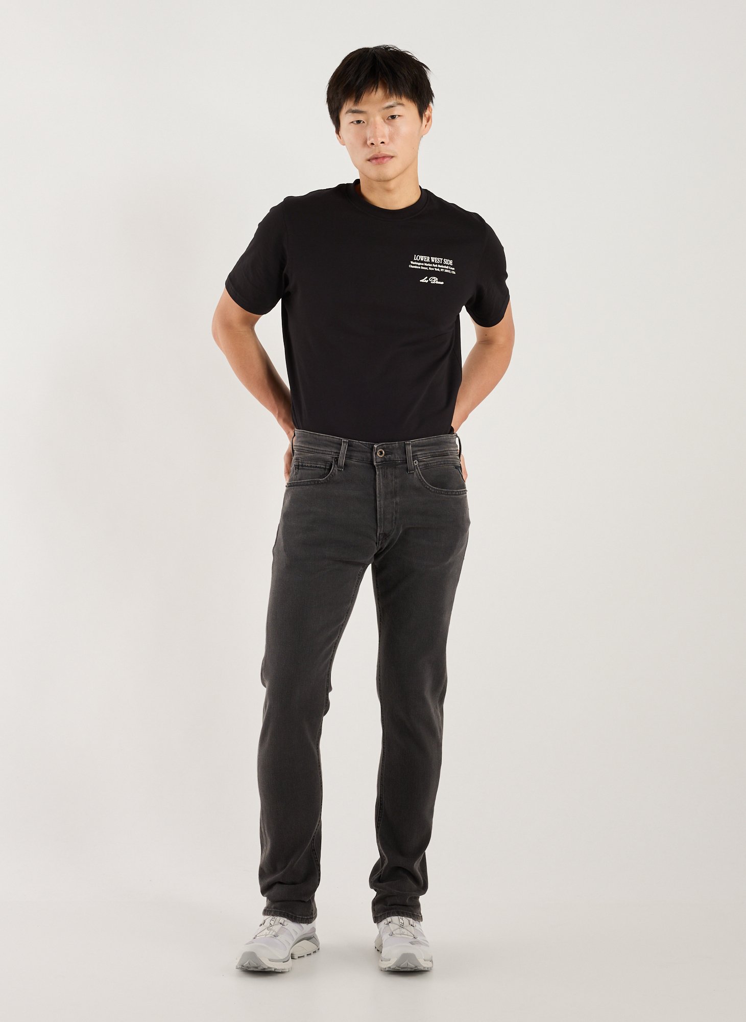 Jeans droit en coton mélangé REPLAY Gris