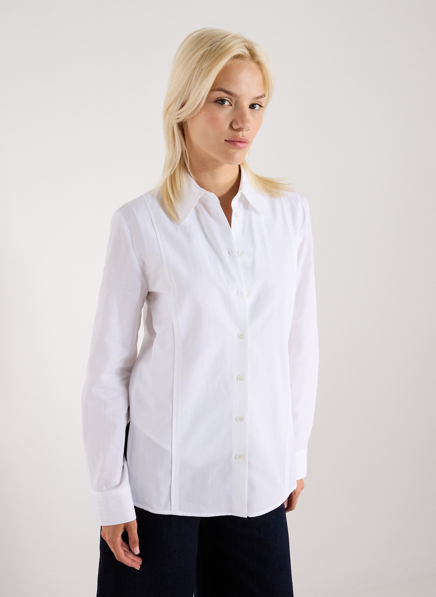 EENK Chemise droite brodée en coton Blanc