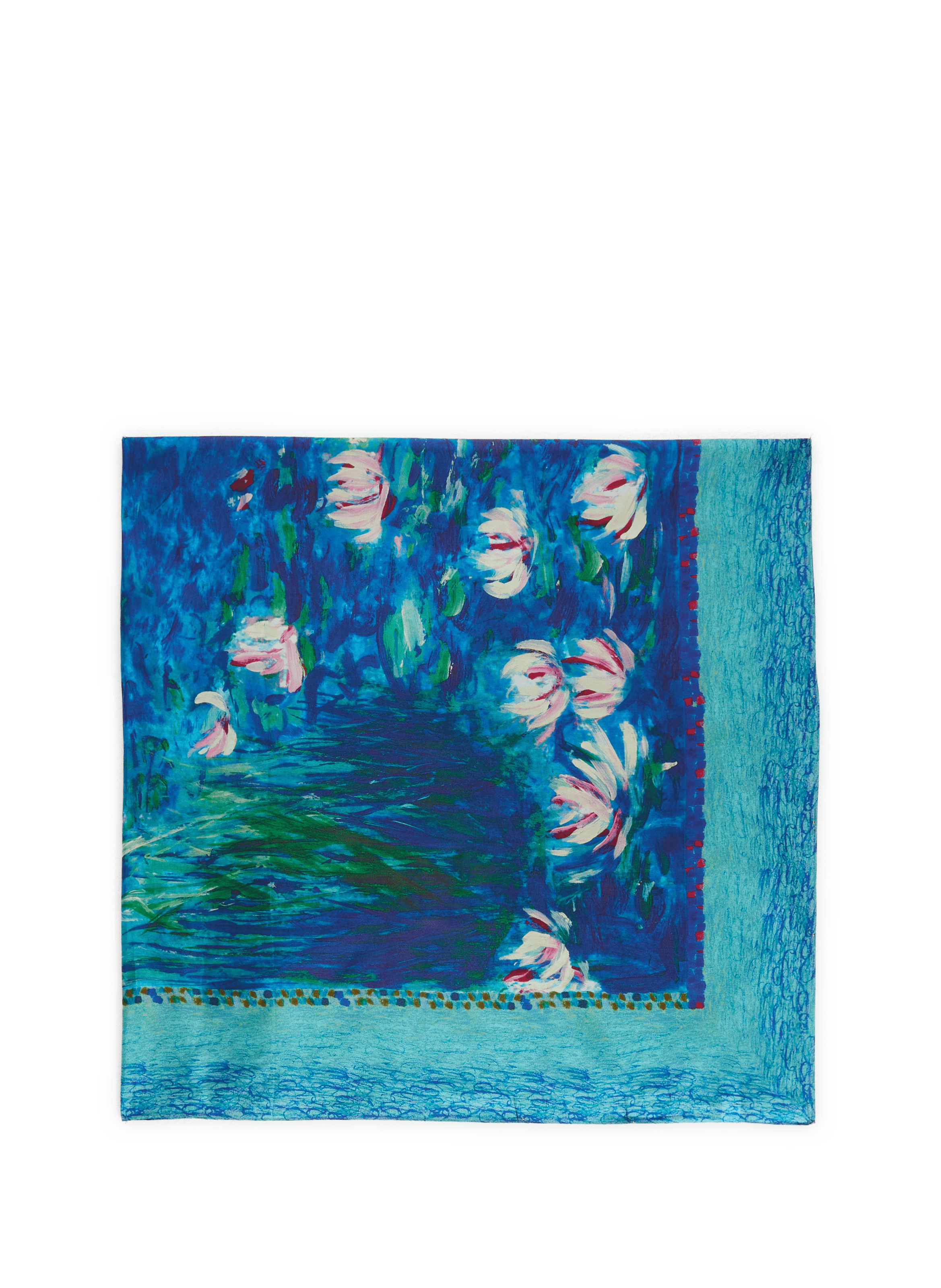 PETRUSSE Echarpe Nymphéas en soie Bleu