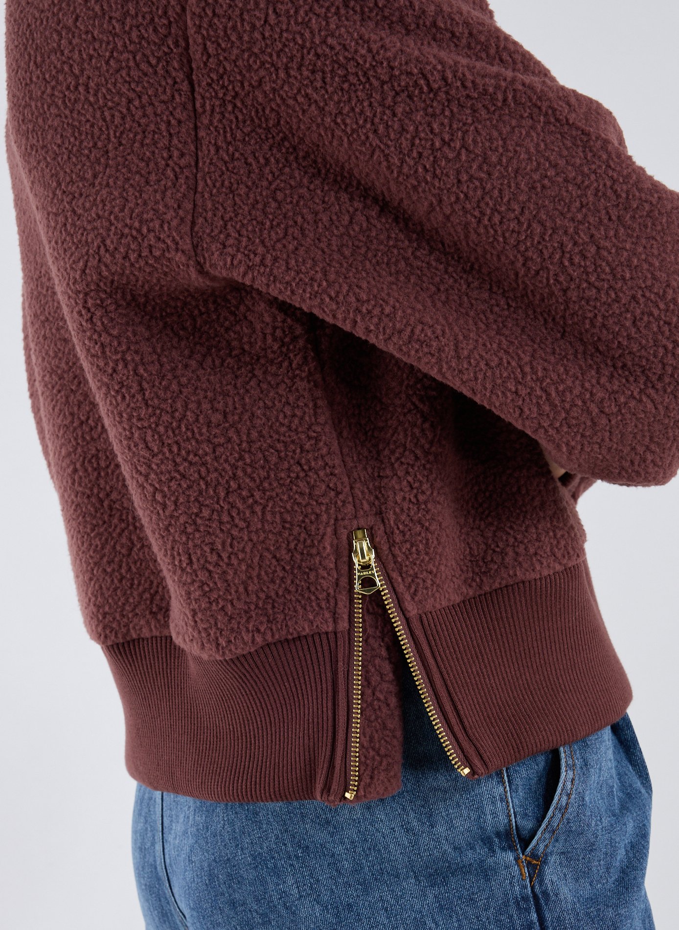 Pull shearling col zippé VARLEY Marron
