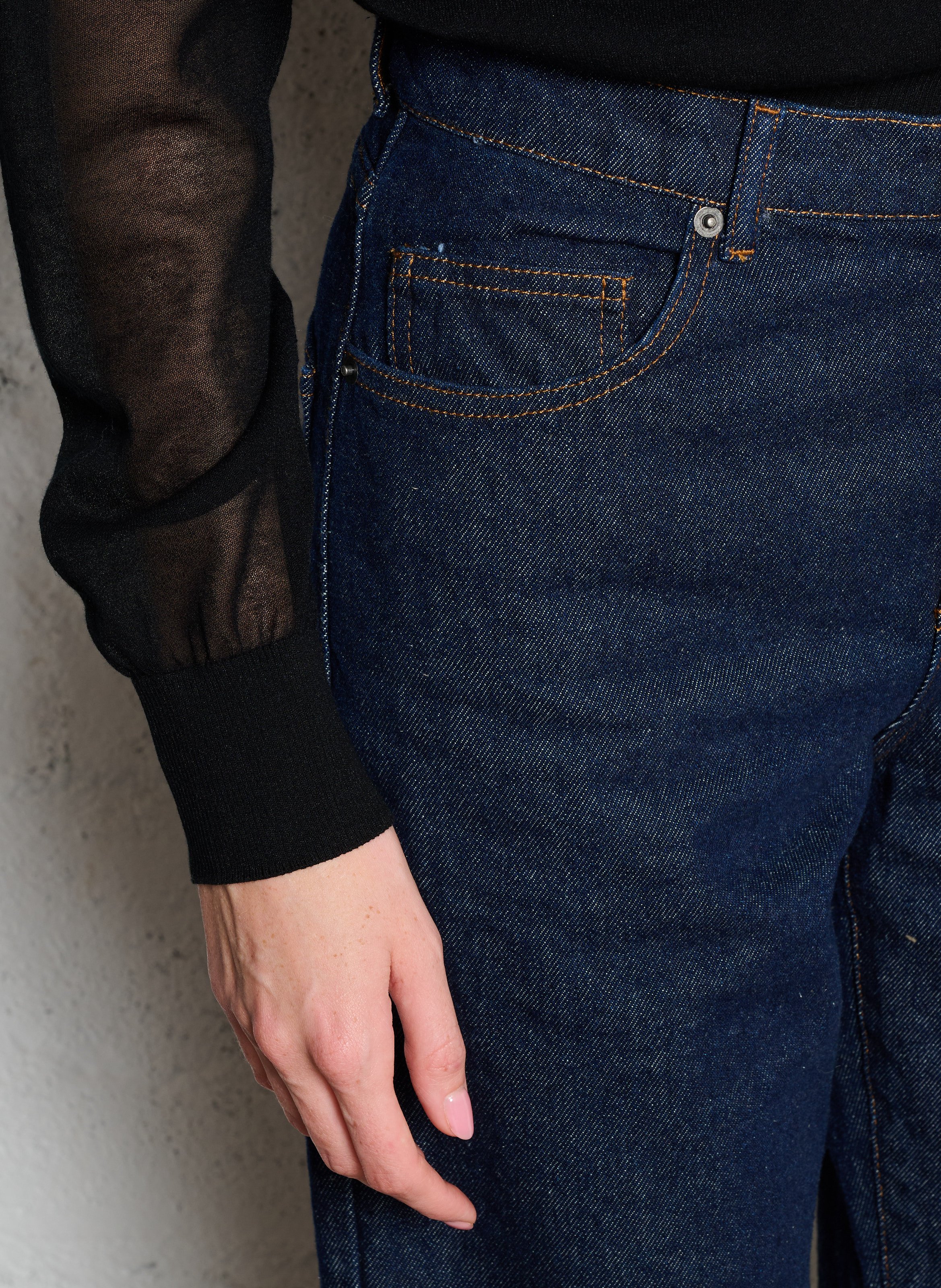 Jean droit taille haute en coton bio barnabe SOEUR Bleu