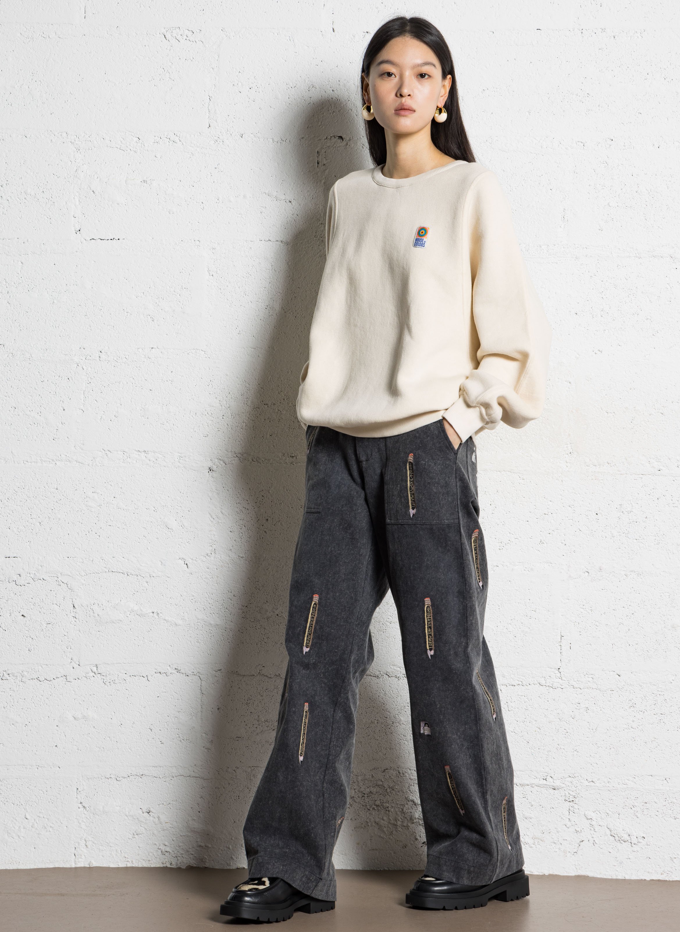 Sweat oversize col rond en coton mélangé fiky AMERICAN VINTAGE Beige