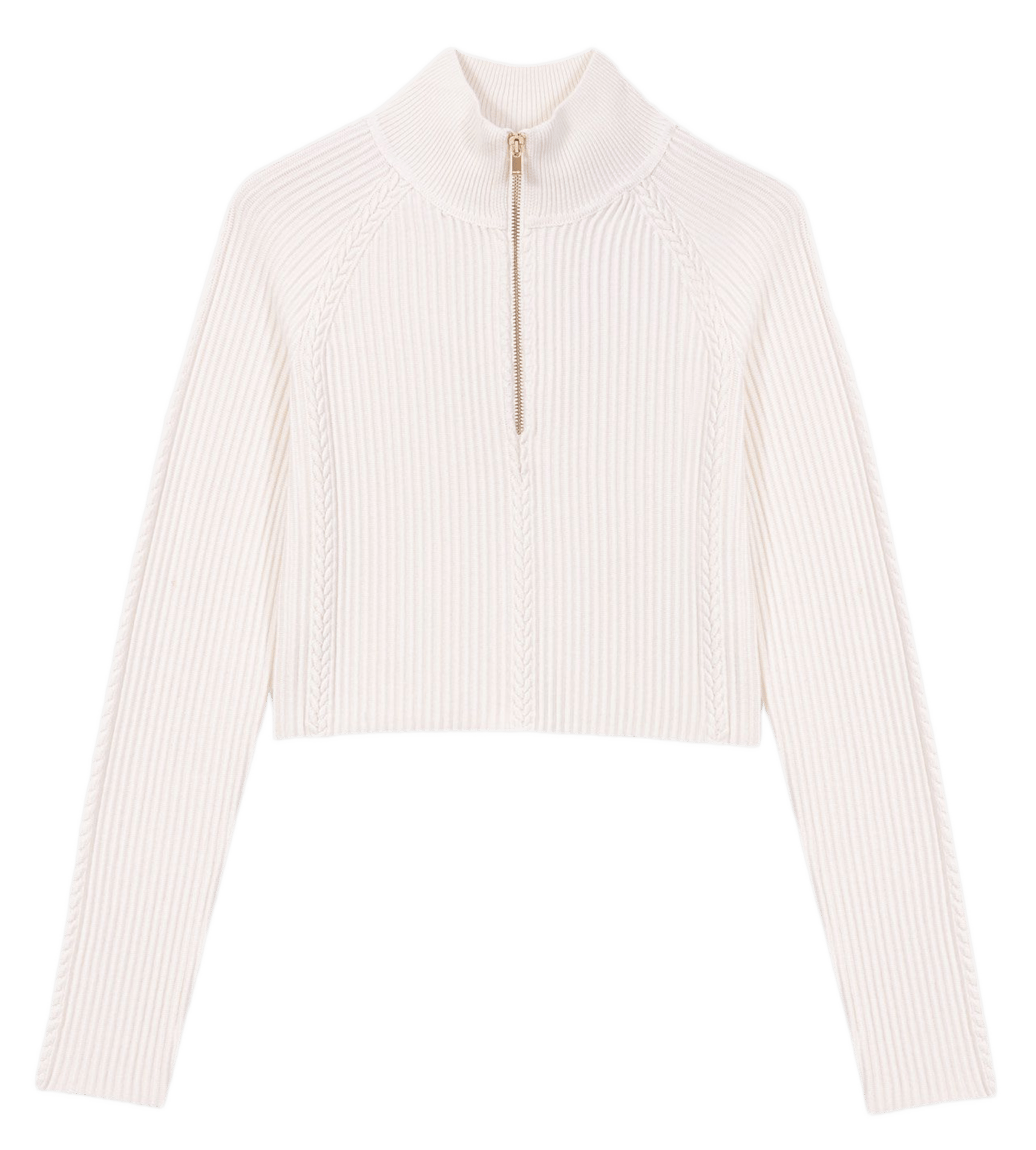 Pull droit col montant en maille MAJE Beige