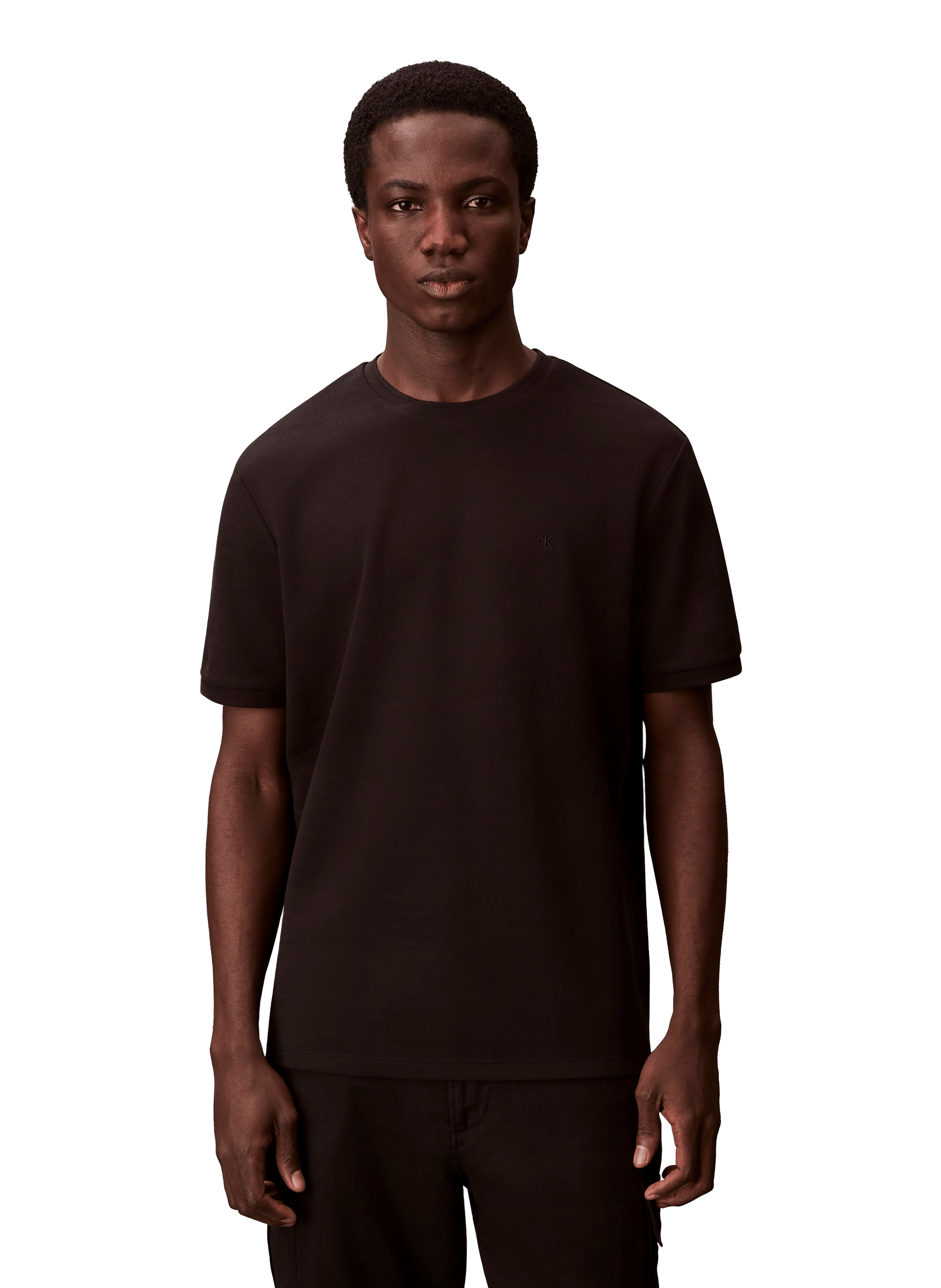 T-shirt manches courtes en coton mélangé CALVIN KLEIN Noir