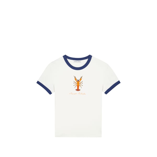 T-shirt droit brodé Montherlant en coton biologique Blanc S Male