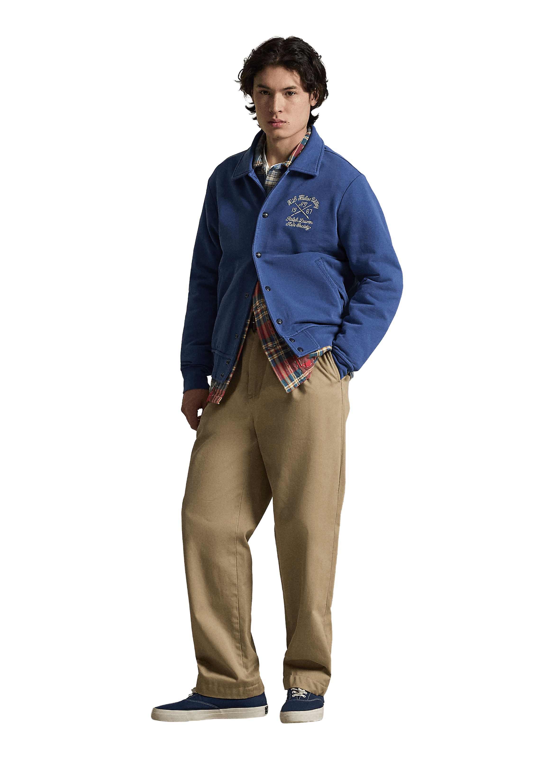 Blouson brodé en coton POLO RALPH LAUREN Bleu