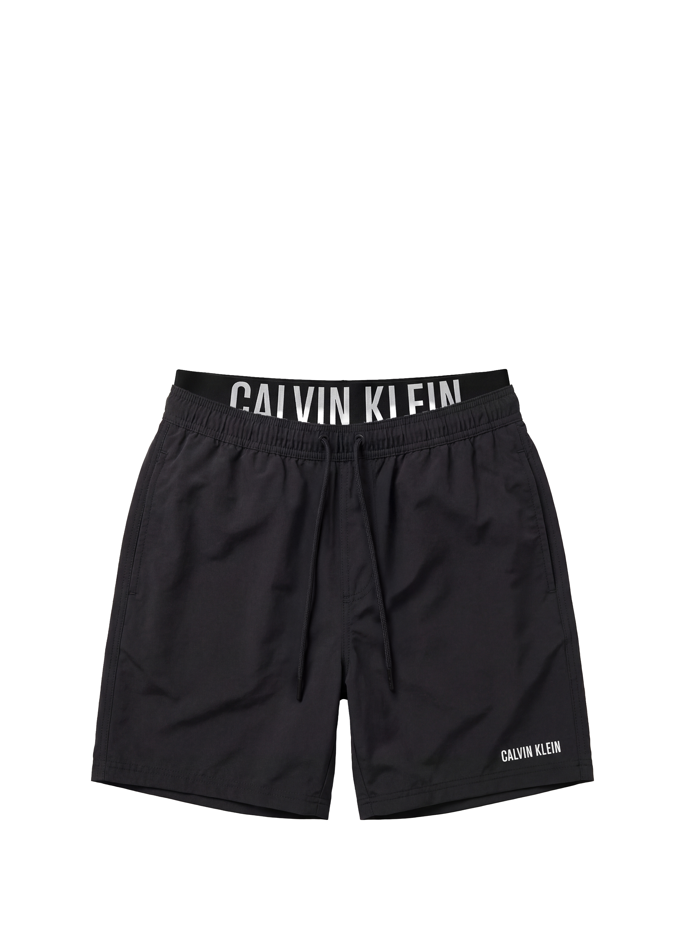 Short de bain uni à logo CALVIN KLEIN Noir