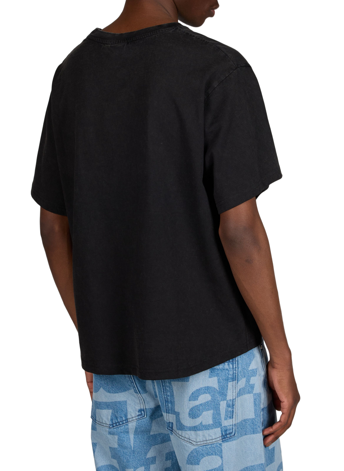 T-shirt droit imprimé en coton JACKER. Noir