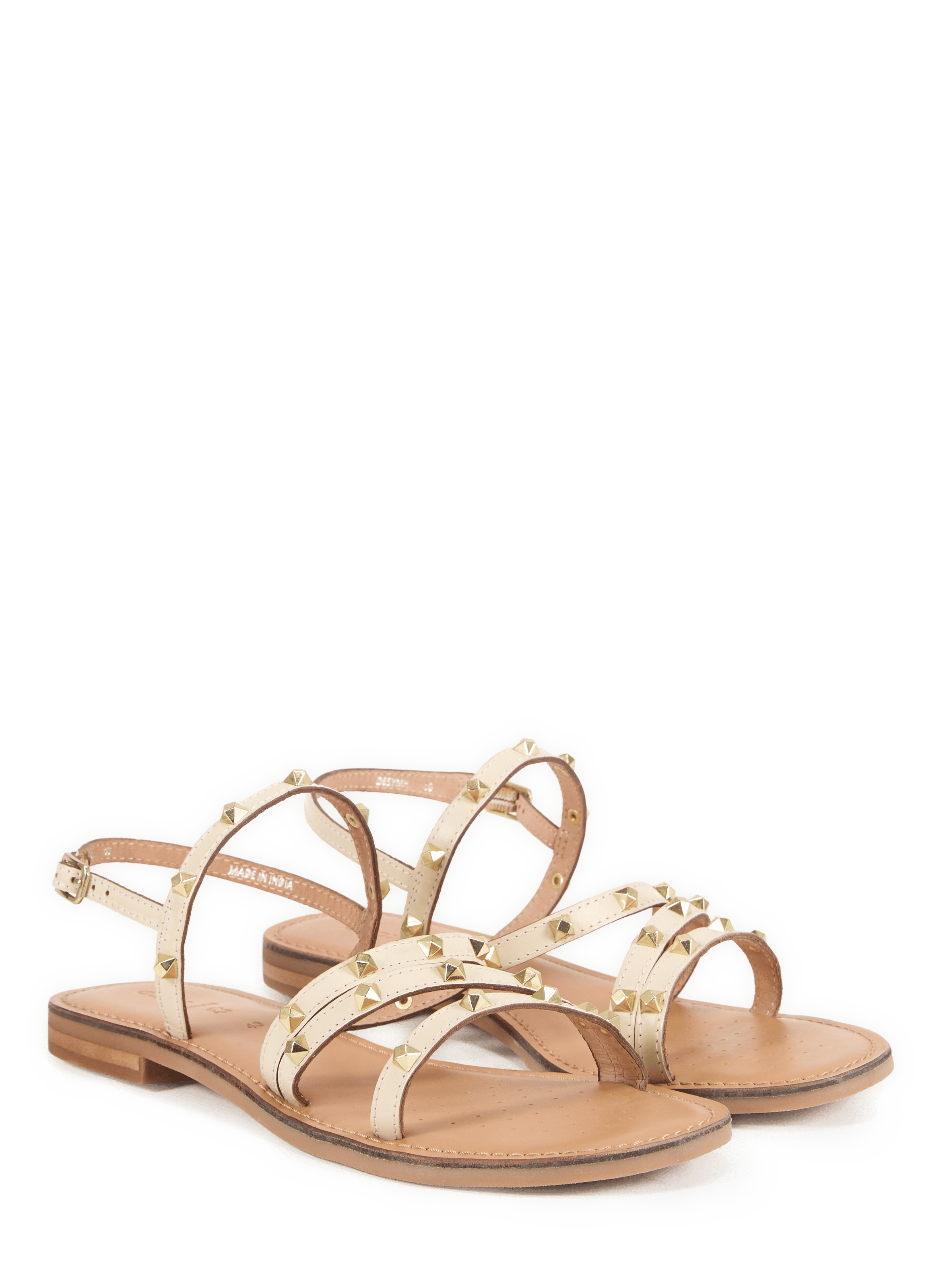 Sandales plates Maddalusia C en cuir GEOX Beige