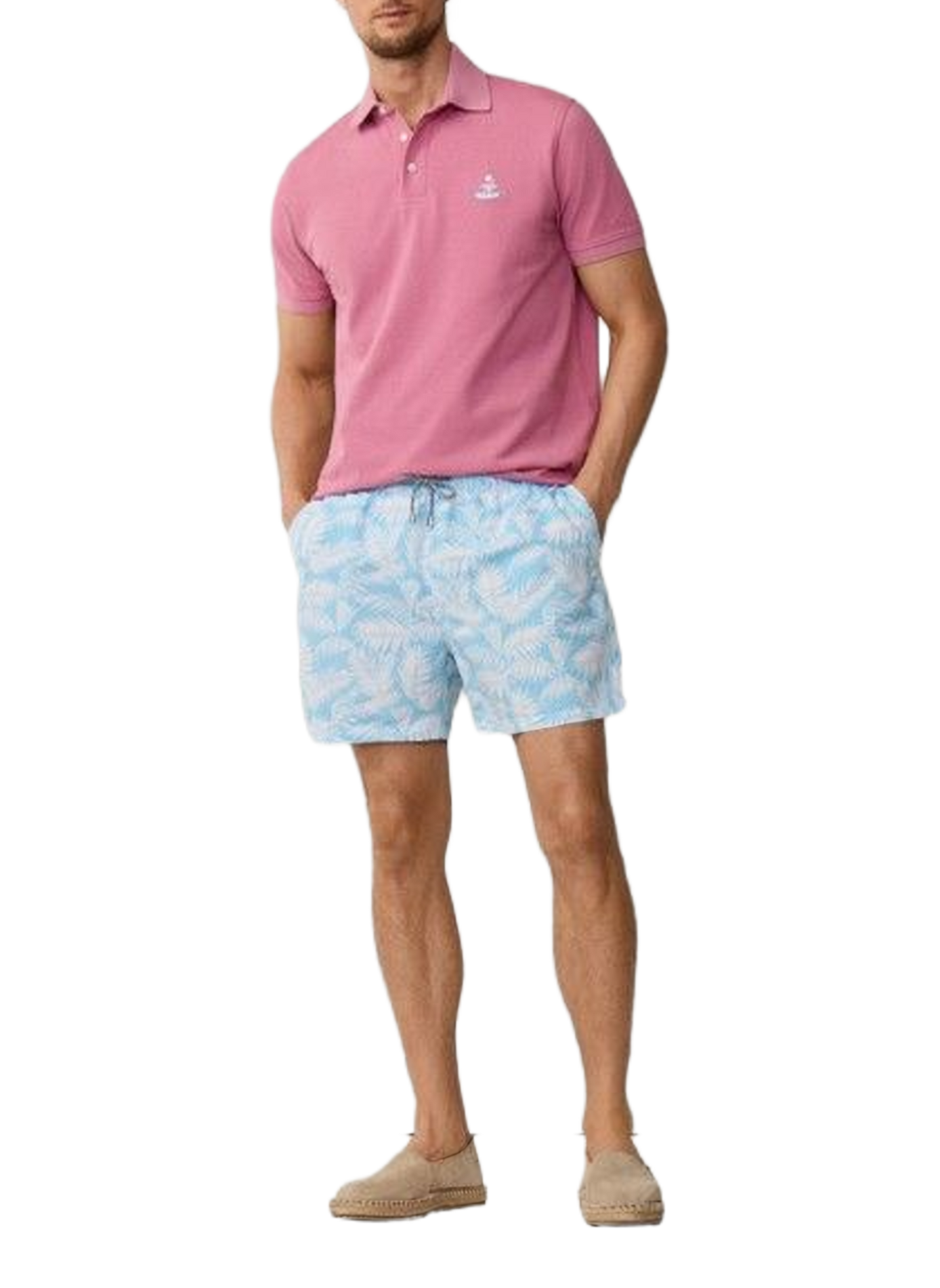 Short de bain à imprimé feuilles FACONNABLE Blu