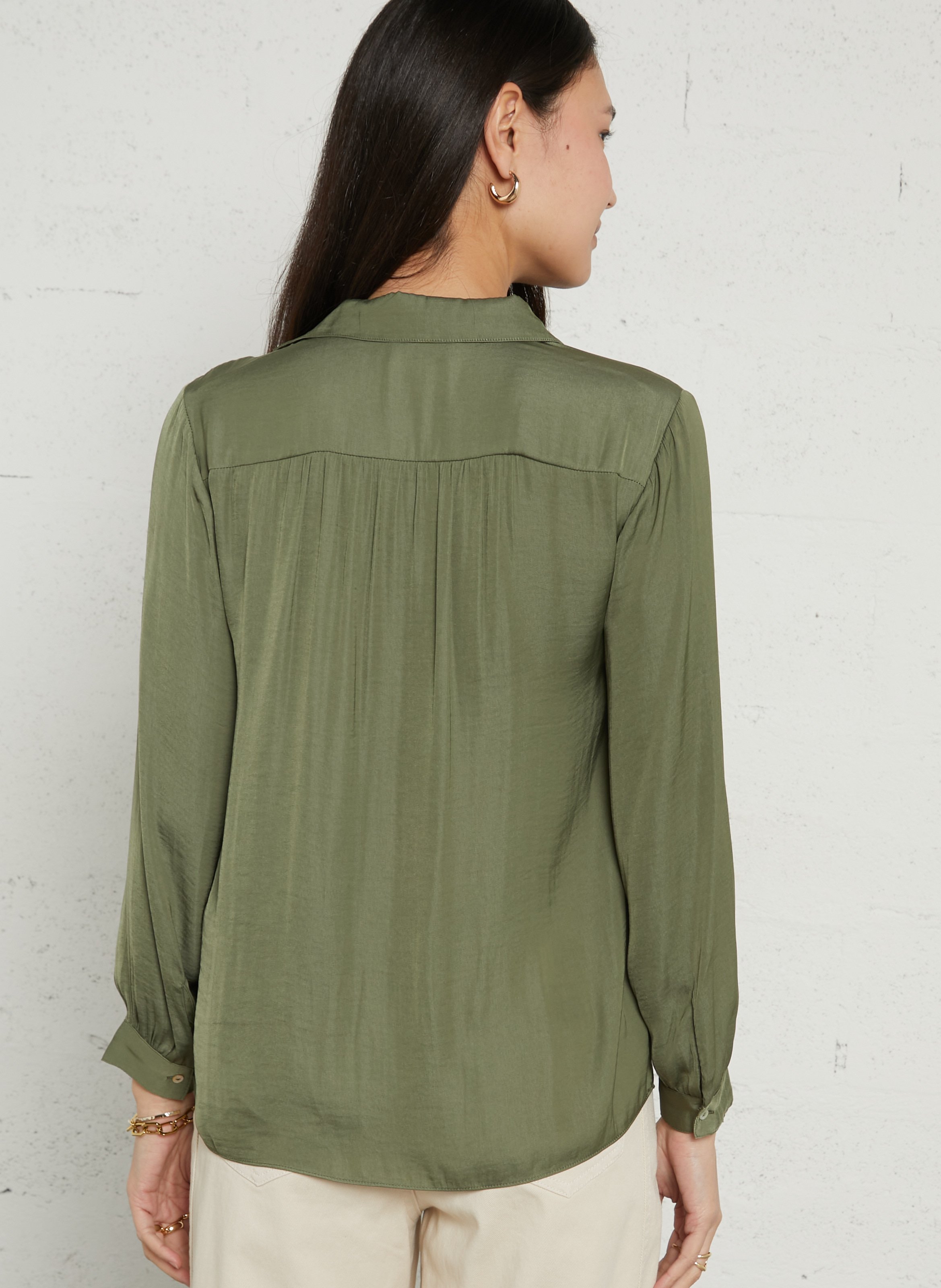 Chemise fluide boutonnée satinée babylon MAISON 123 Vert