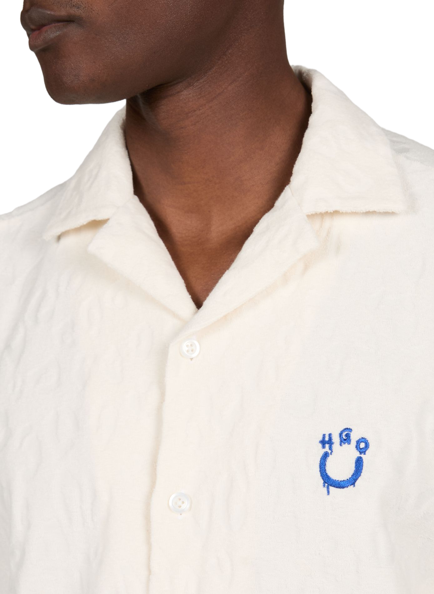 Chemise à manches courtes Eligino en coton HUGO BLUE Beige