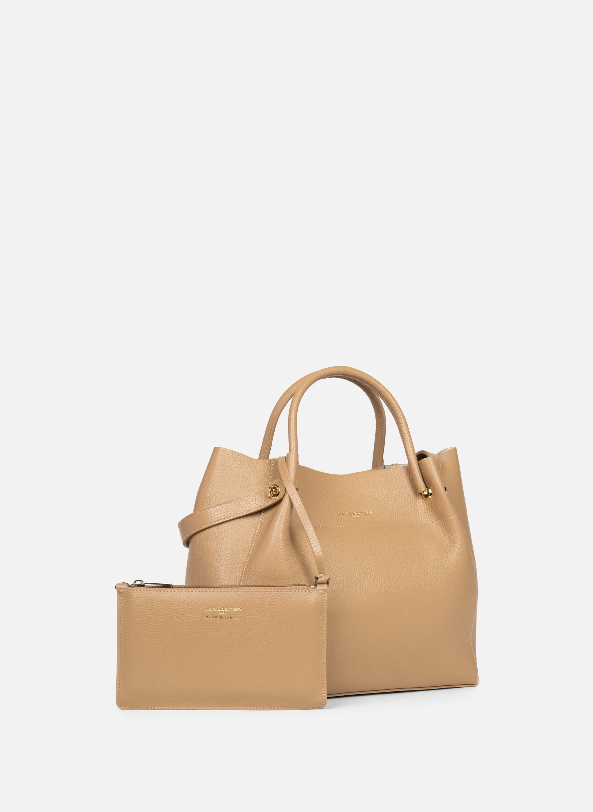 Grand sac cabas épaule - foulonné double louisa LANCASTER Beige